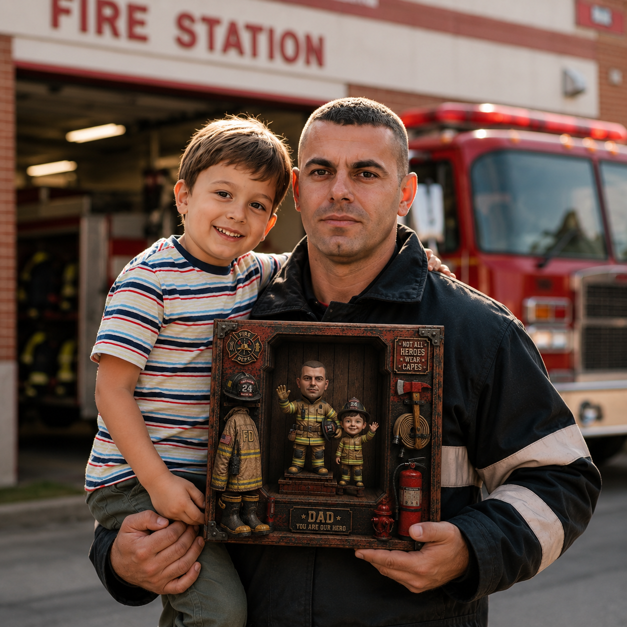 Custom Firefighter Dad Plaque, Personalized Firefighter Photo Gift for Dad, Firefighter Father’s Day Plaque, Hero Dad Keepsake, Custom Fire Dept Gift for Dad