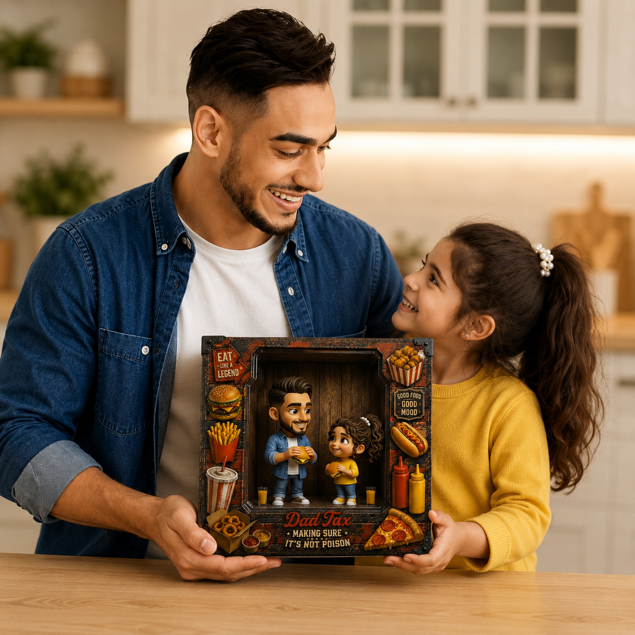 Custom Dad Tax Photo Plaque, Personalized Funny Dad Gift, Custom Family Fast Food Plaque for Dad, Father’s Day Keepsake, Personalized Photo Gift for Dad