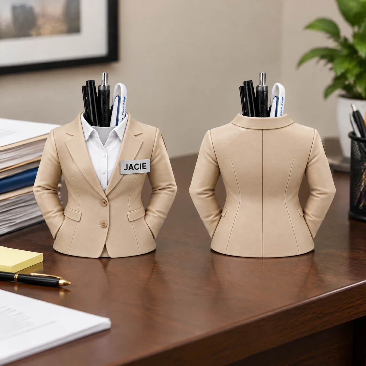 Custom Vest Shape Pen Holder With Name, Personalized Office Desk Organizer, Gift for Officers, Professionals and Work Lovers hn07102026