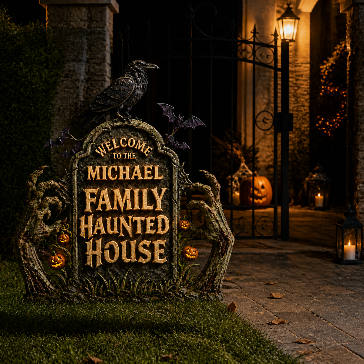 Custom Name Horror Yard Decor, Personalized Haunted House Yard Decor, Gift for Horror Fans hn05082026
