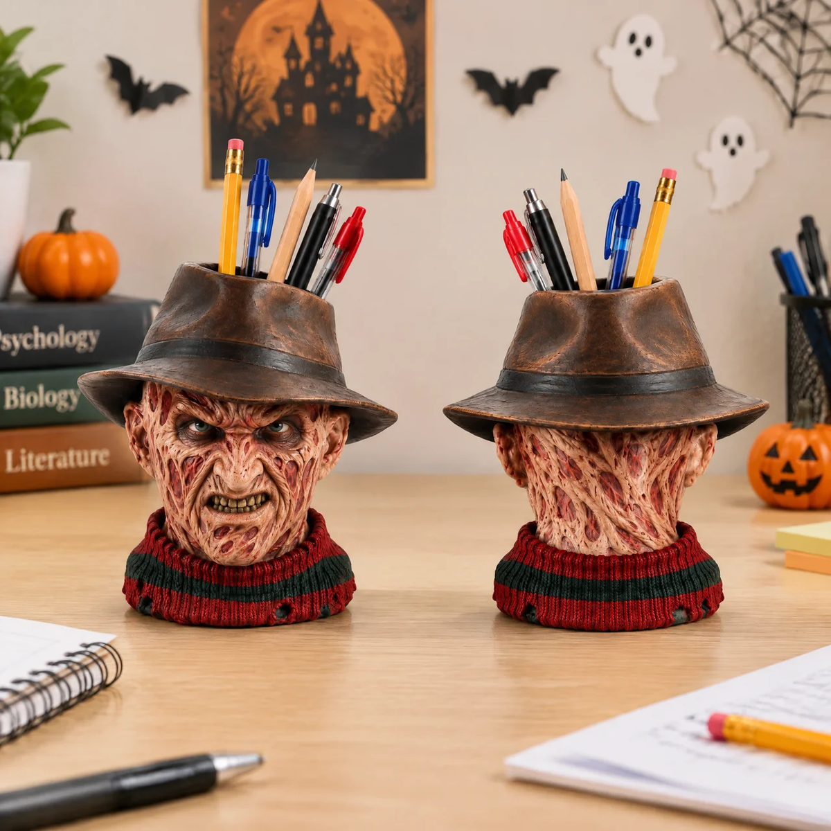 Horror Character Pen Holder, Spooky Desk Organizer, Unique Halloween Gift for Horror Fans and Movie Collectors hn06102026