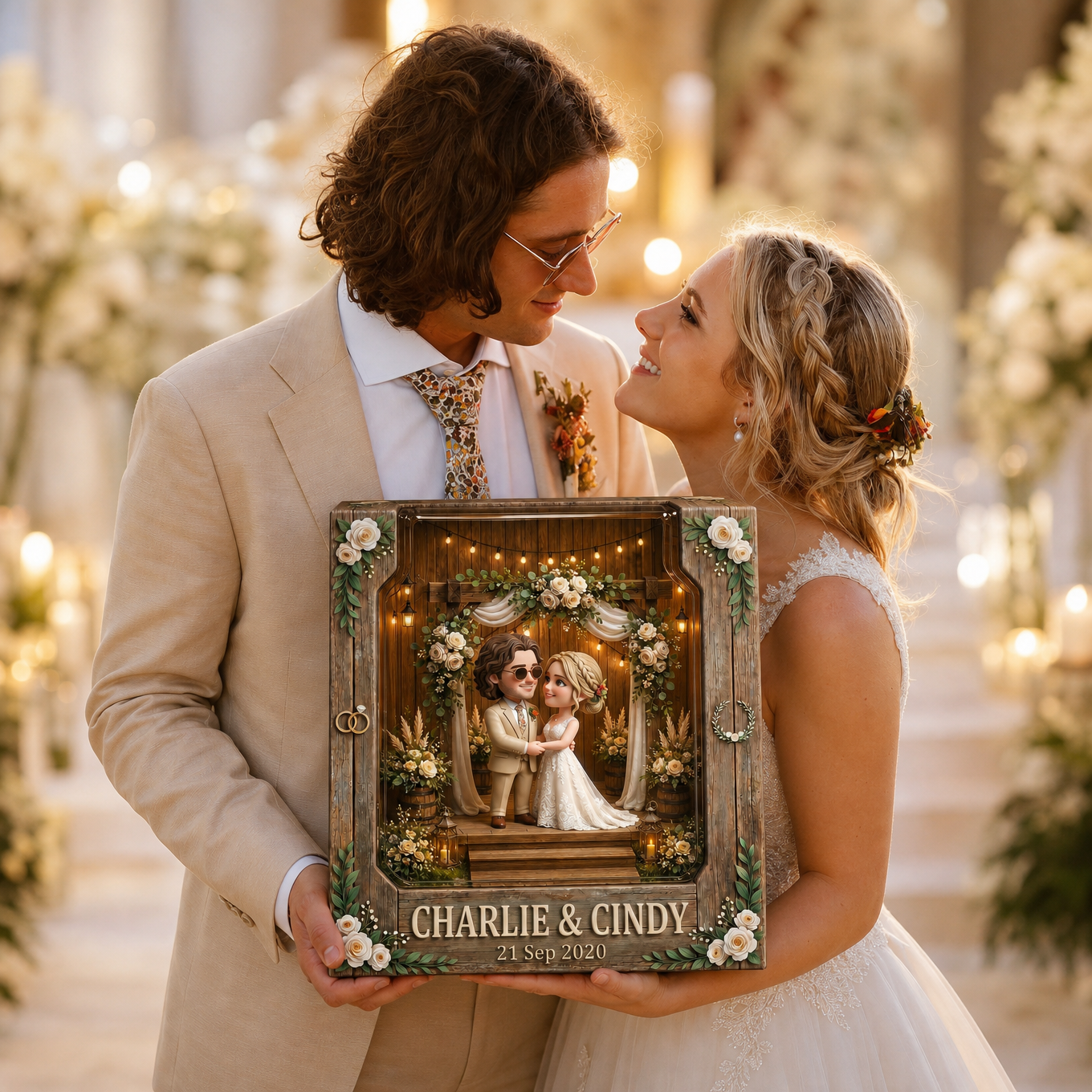 Custom Wedding Photo Plaque - Personalized Anniversary Gift for Couple