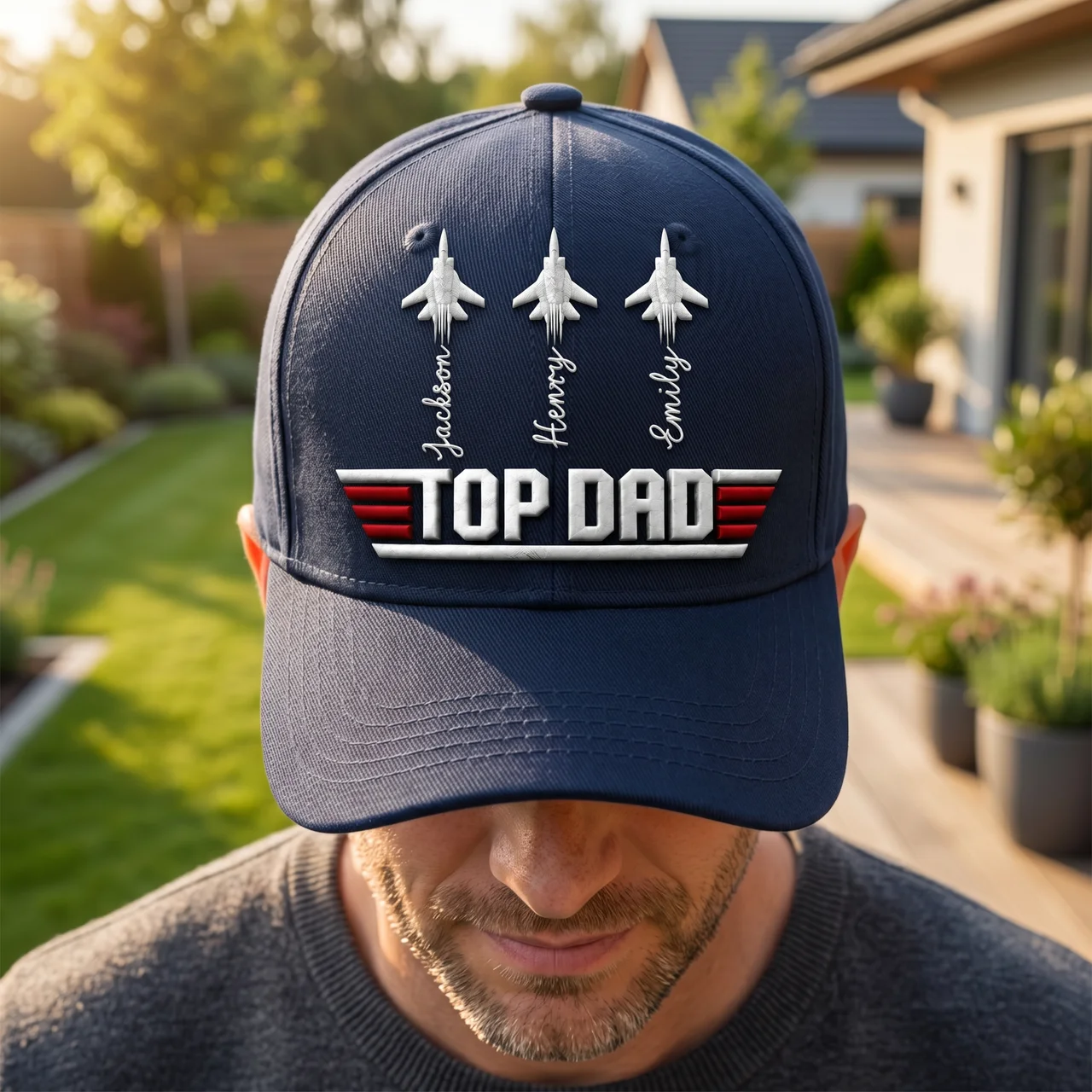 Custom Name Cap for Dad, Personalized Top Dad Hat, Custom Fighter Jet Dad Cap, Embroidered Father Hat Gift, Father’s Day Birthday Gift for Dad