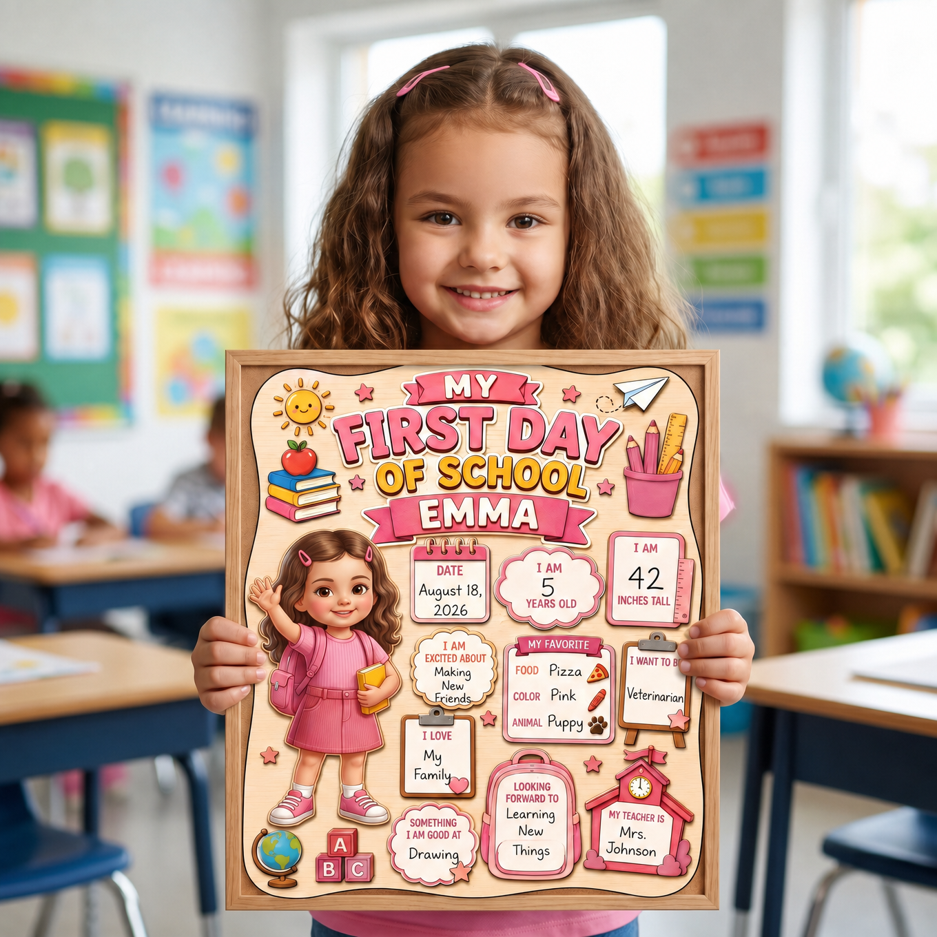 Personalized Kids All About Me School Sign  - Custom First Day of School Sign