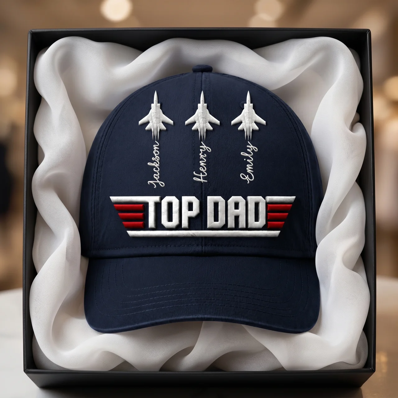 Custom Name Cap for Dad, Personalized Top Dad Hat, Custom Fighter Jet Dad Cap, Embroidered Father Hat Gift, Father’s Day Birthday Gift for Dad