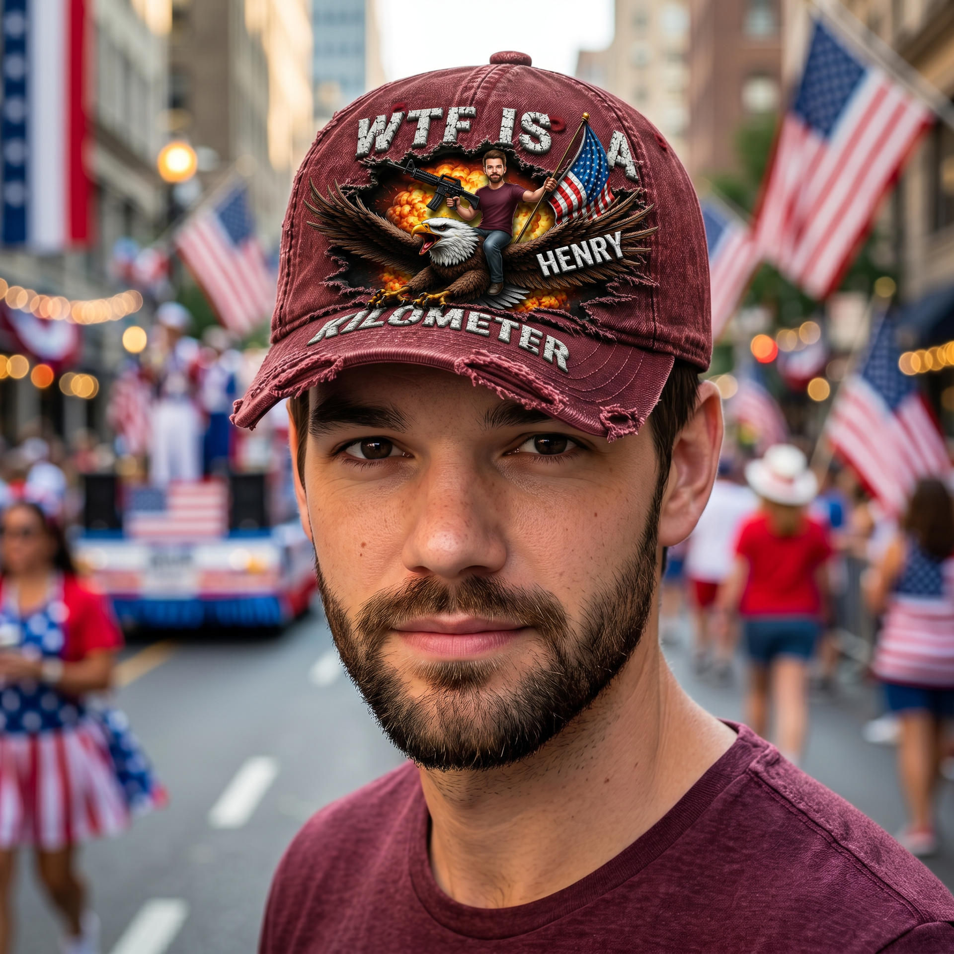 Custom WTF Is A Kilometer Washed Cap - Personalized 4th of July Hat