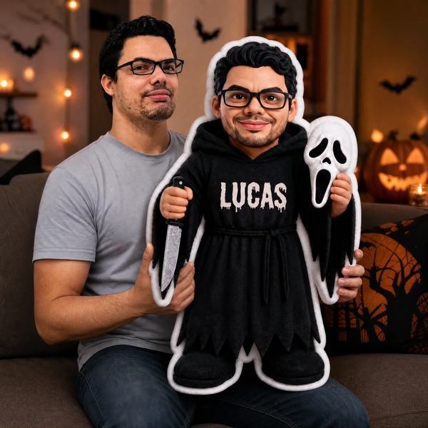 Custom Face Horror Slasher Shaped Pillow - Personalized Spooky Villain Photo Cushion hn27072026