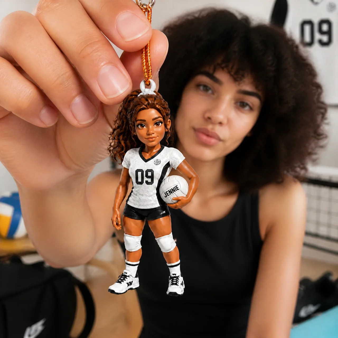 Custom Photo Name Volleyball Keychain, Personalized Player Figurine Key Ring, Gift for Volleyball Fans hn28072026