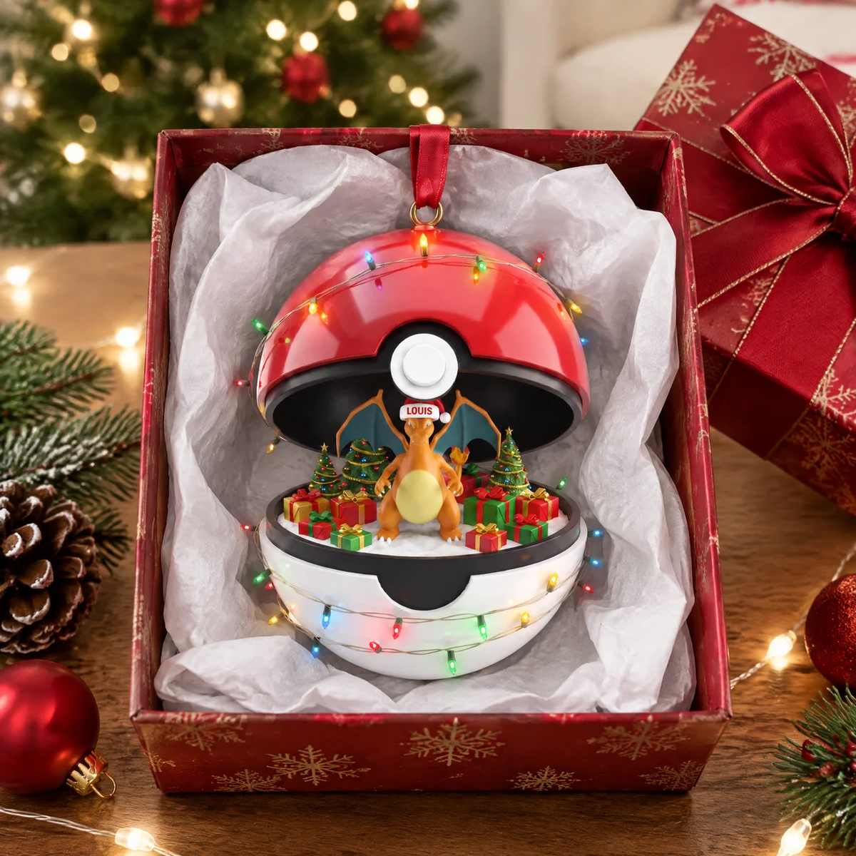 Custom Monster Ball Christmas Ornament With Name, Personalized Holiday Keepsake, Gift for Collectors, Fantasy Fans and Gamers hn10102026