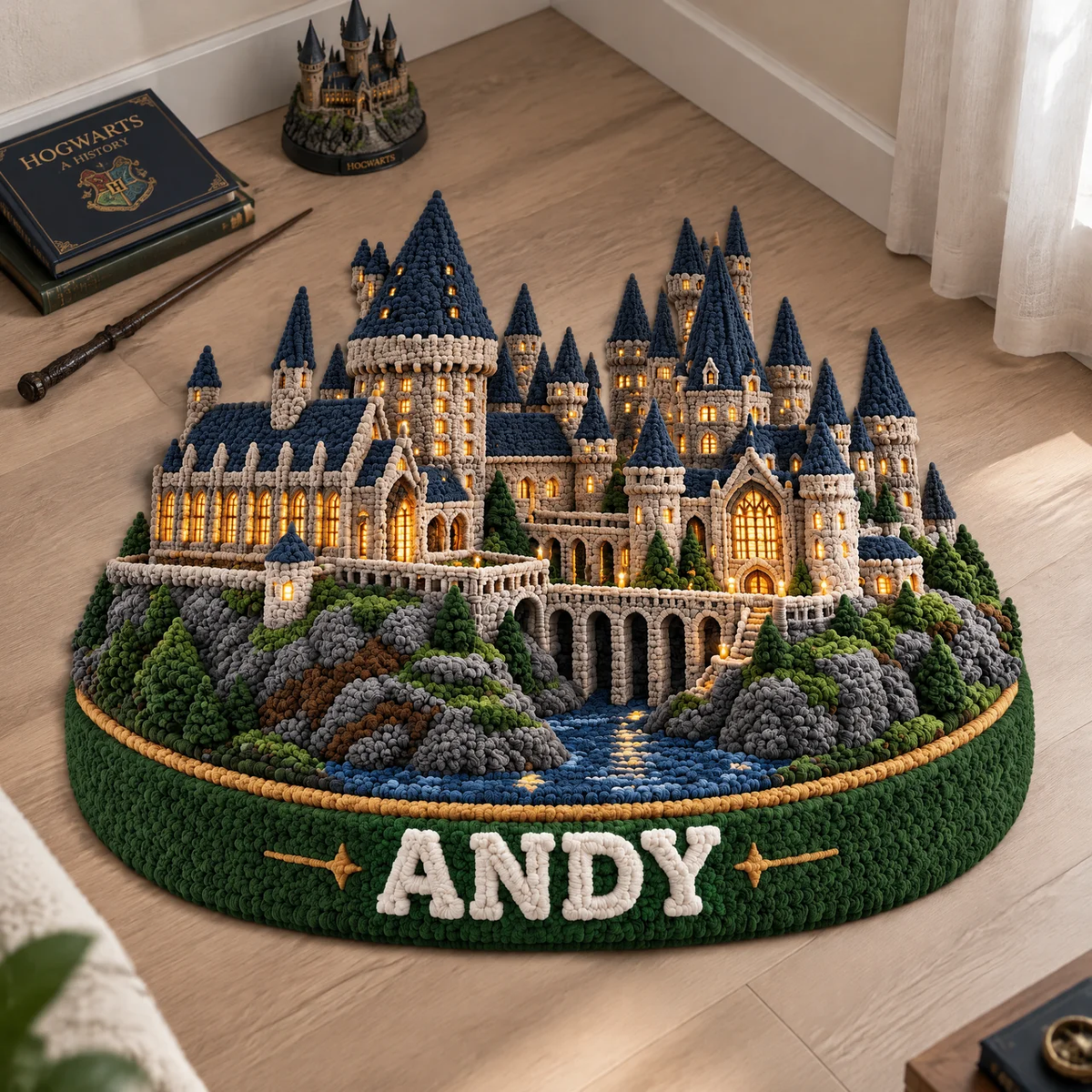 Custom Wizard Alley Rug With Name, Magical Fantasy Street Tufted Floor Decor, Personalized Fantasy Room Accent, Gift for Magic Fans hn23102026