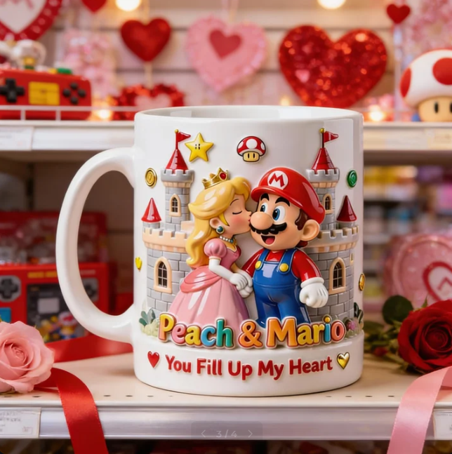 Personalized Gamer Couple Valentine Mug – You Fill Up My Heart – Romantic Coffee Cup Gift
