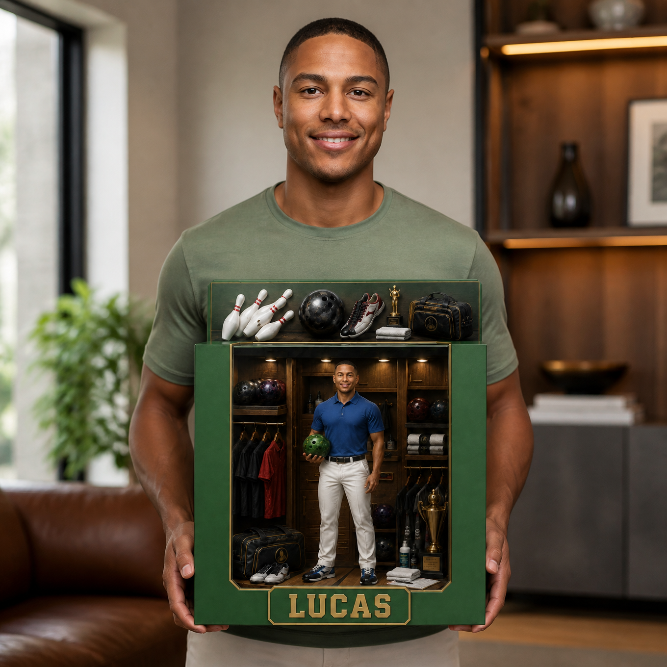 Custom Photo Name Bowling Box Plaque, Personalized Female , Male Bowler Gift, Bowling Fan Display Keepsake hn14072026