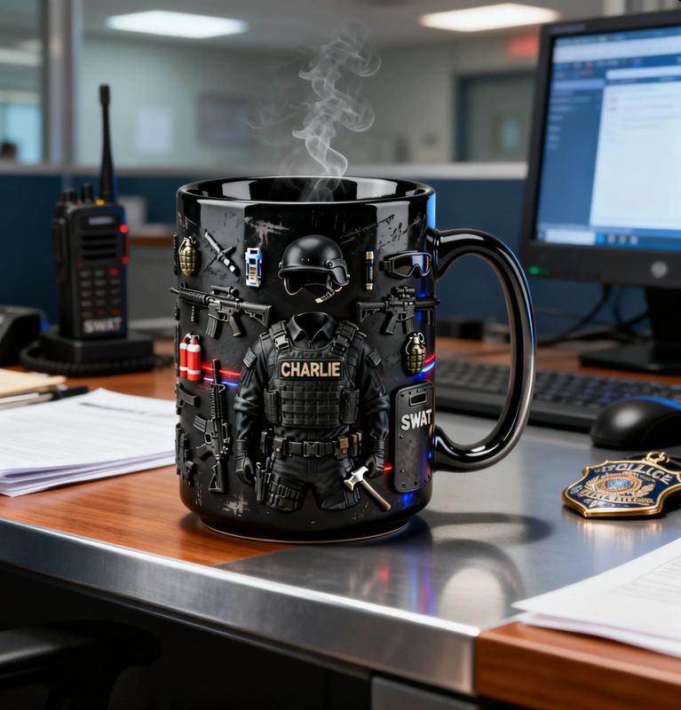 Personalized Police Officer Mug with Name – 3D Law Enforcement Coffee Mug, Police Gift