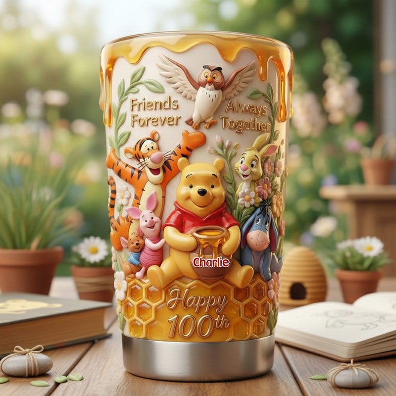 Personalized Cute Cartoon Tumbler with Name – Friendship Honey Theme Stainless Steel Mug