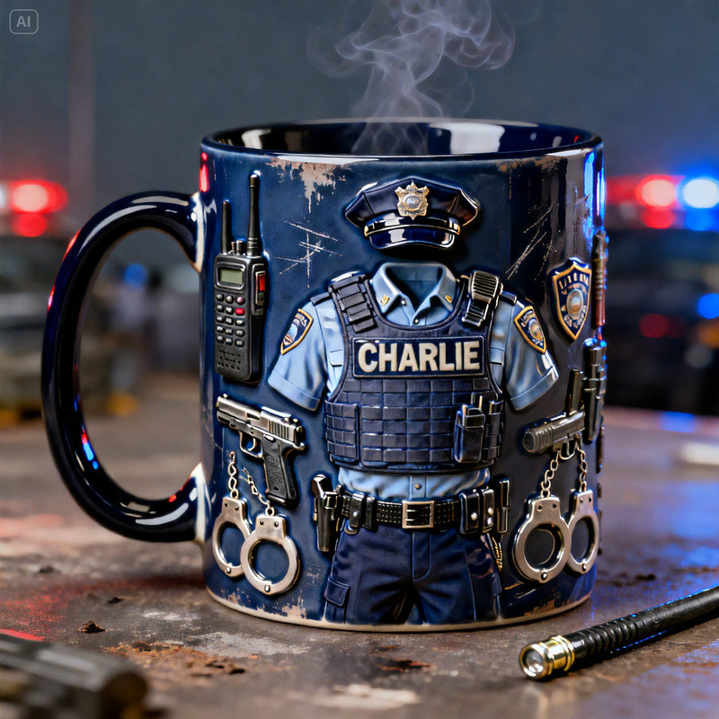 Personalized Police Officer Mug with Name – 3D Law Enforcement Coffee Mug, Police Gift