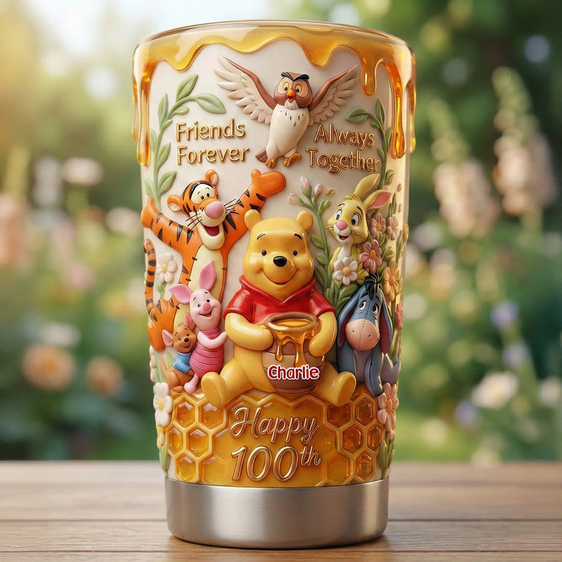 Personalized Cute Cartoon Tumbler with Name – Friendship Honey Theme Stainless Steel Mug