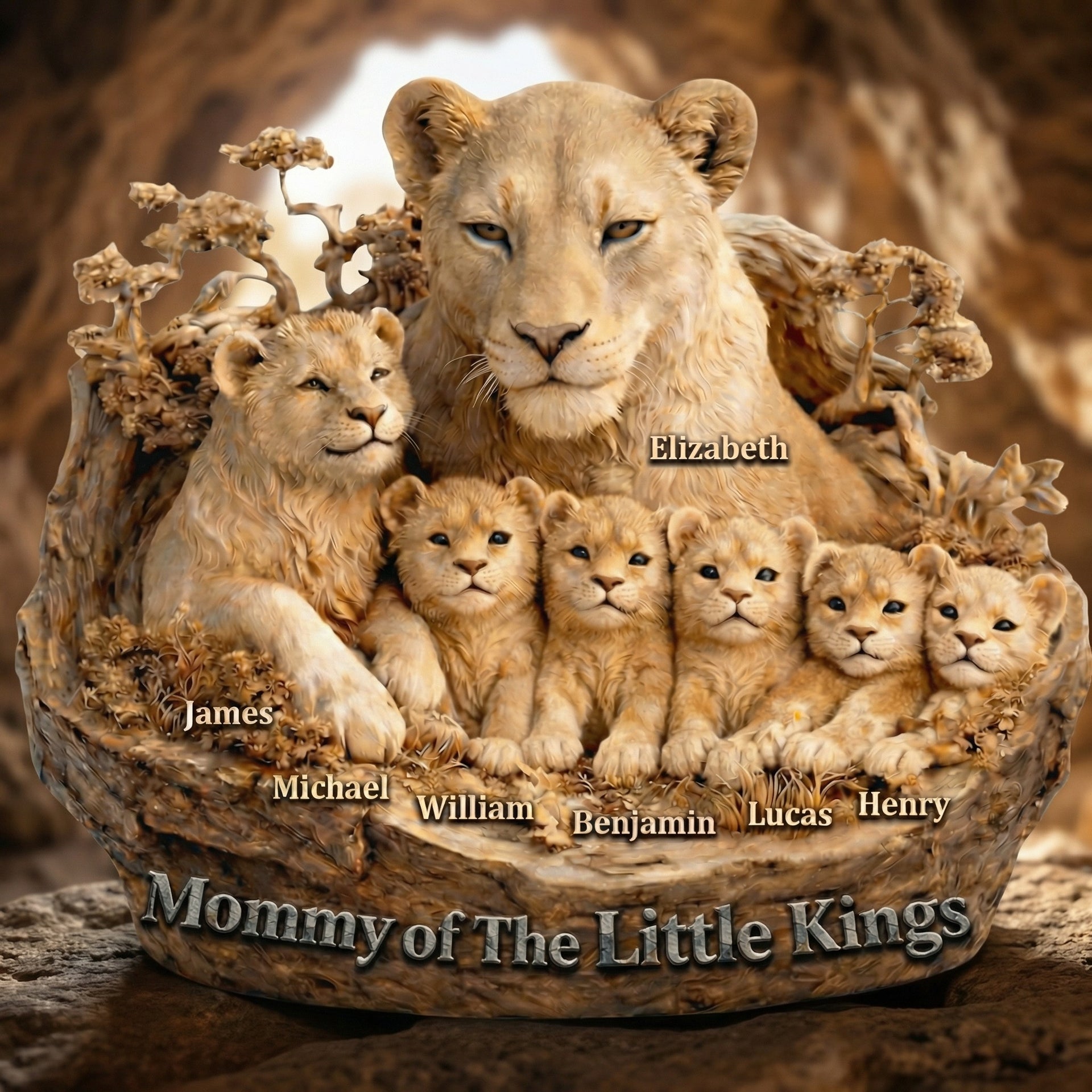 Mommy Of The Little Kings Personalized Plaque Custom Lion Family Gift For Mom