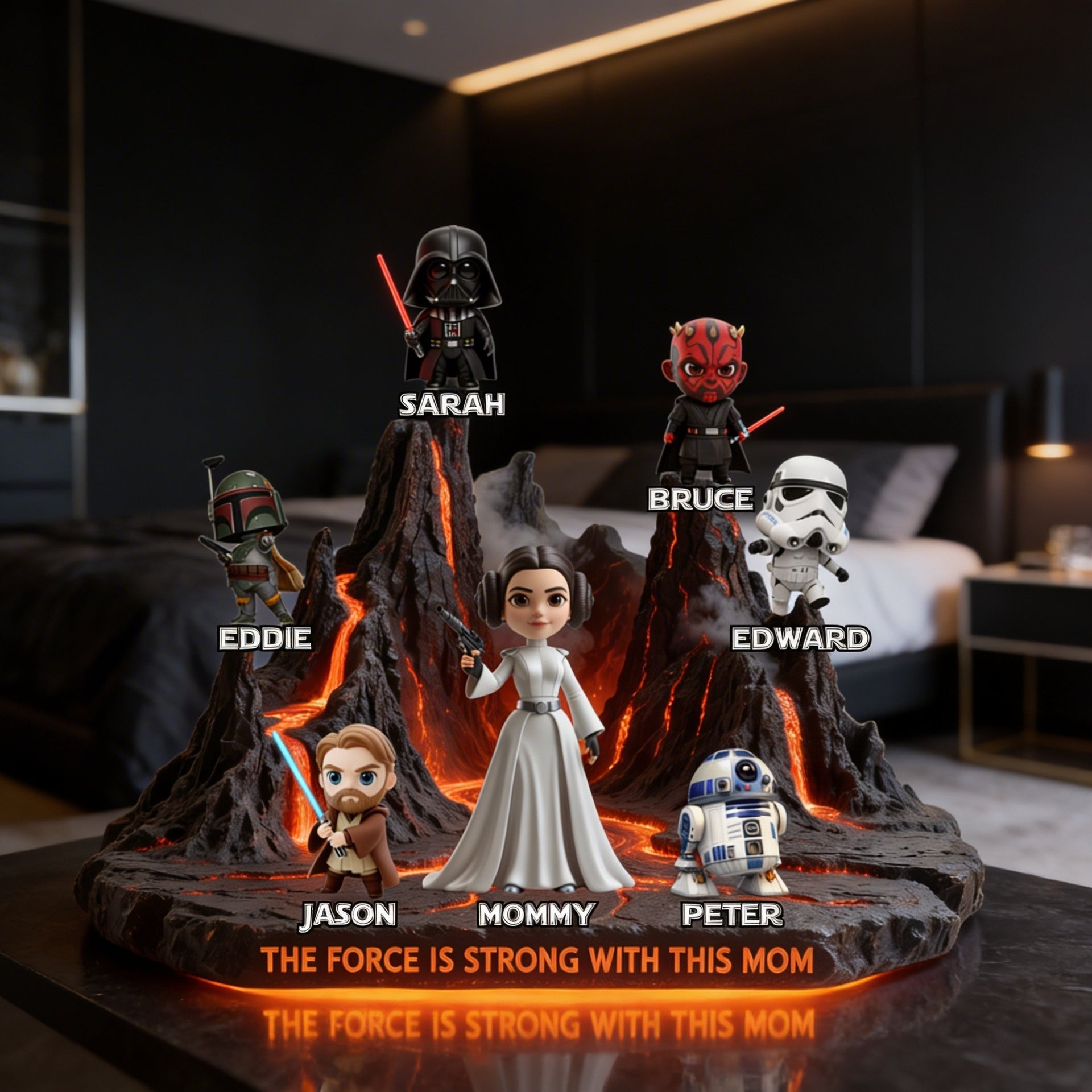 Custom Space Mom Plaque – Personalized Family Name Sci Fi Inspired Gift – The Force Is Strong With This Mom – Mother’s Day Gift