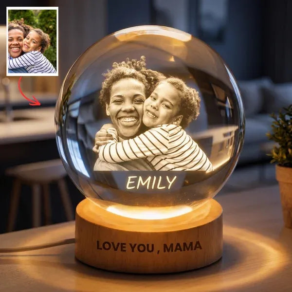 Custom Photo Lamp – Personalized Crystal Photo Light, Gift For Mom, Custom Engraved Night Light, Best Mom Ever LED Lamp
