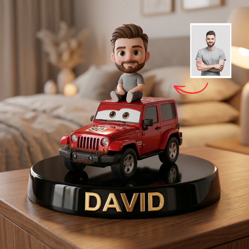 Personalized Car Lover Plaque – Custom Photo Figure with Truck, Custom Name Gift for Him, Car Enthusiast Gift, Unique Birthday Gift