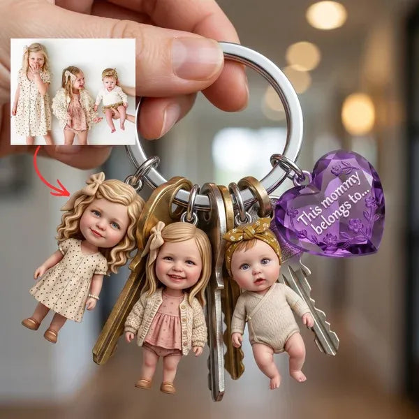 Personalized Photo Keychain for Mom – Custom Kids Keychain Gift, Mommy Gift, Custom Family Keychain, Mother’s Day Gift
