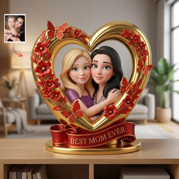 Personalized Mom Photo Plaque – Custom Heart Photo Gift For Mom, “Love You Mama” Plaque, Mother Daughter Gift, Custom Keepsake Gift