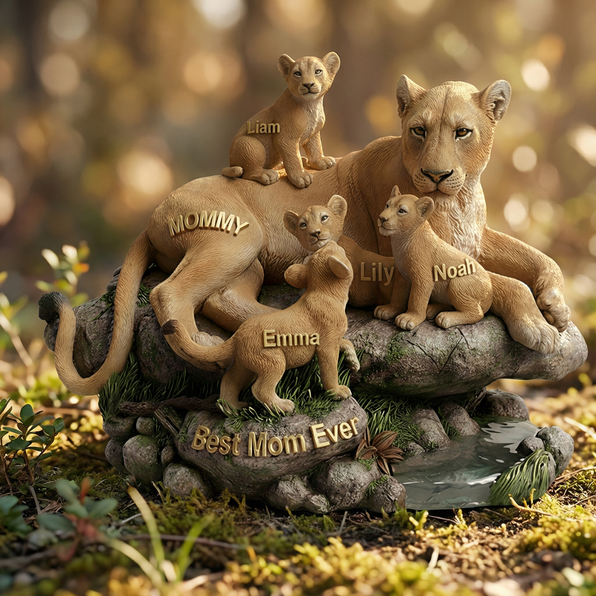 Personalized Lion Family Acrylic Plaque – Best Mom Ever Custom Name Sign Gift For Mom