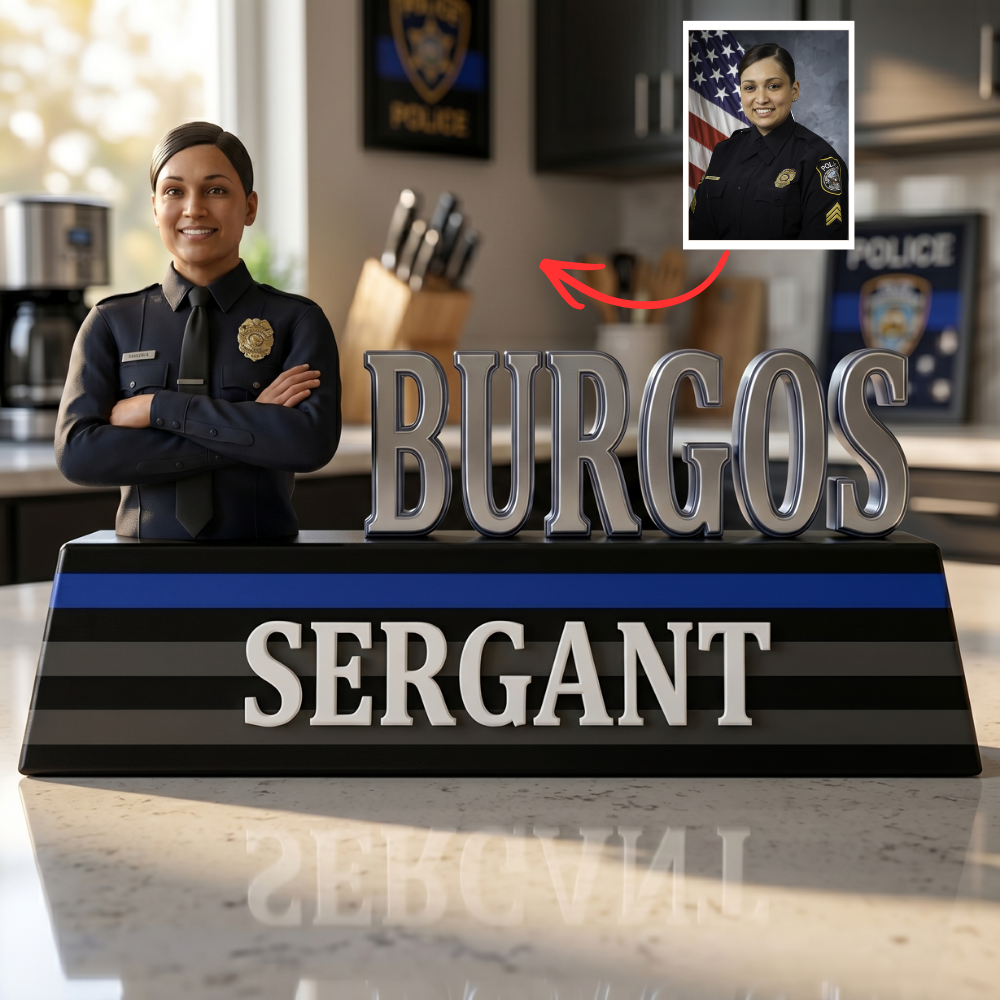Personalized Police Officer Plaque – Custom Photo Law Enforcement Gift, Custom Name Rank Plaque, Gift for Police Officer, Sergeant Gift