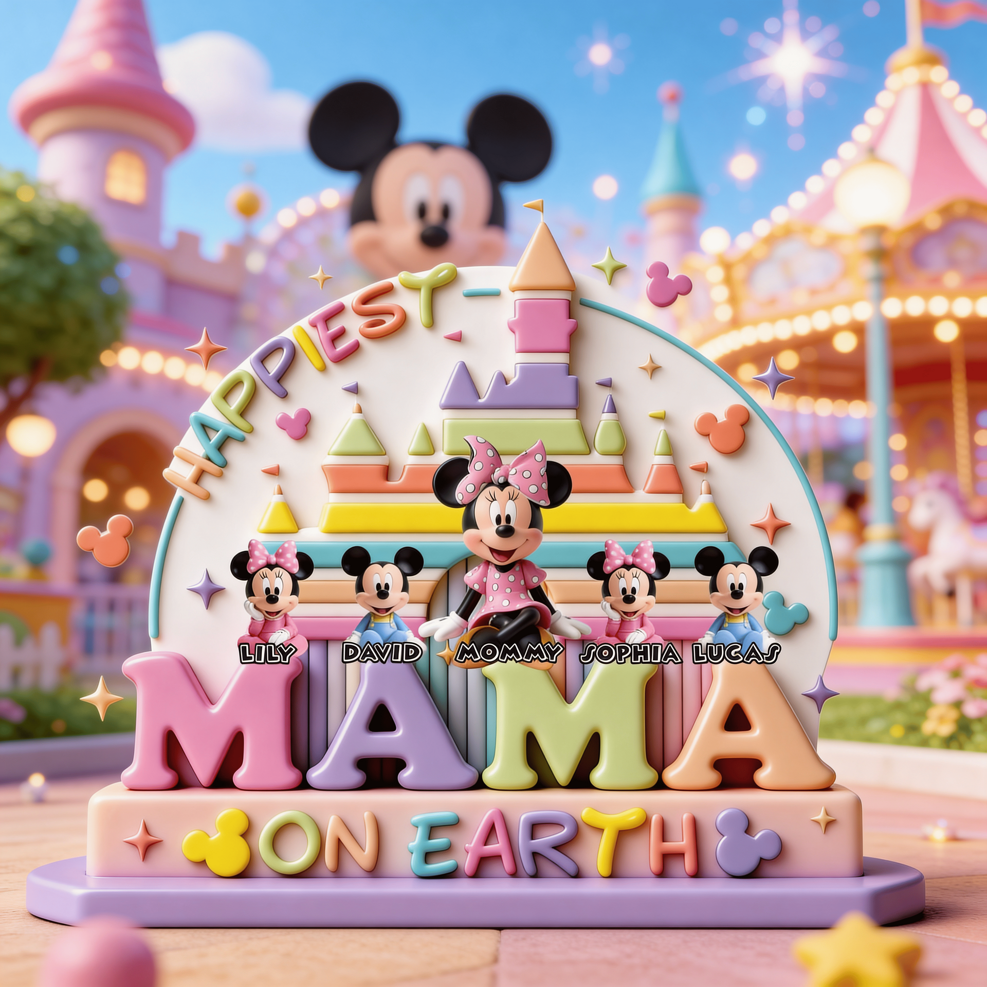 Personalized Mama & Kids Acrylic Plaque – Cute Cartoon Family Decor Gift For Mom