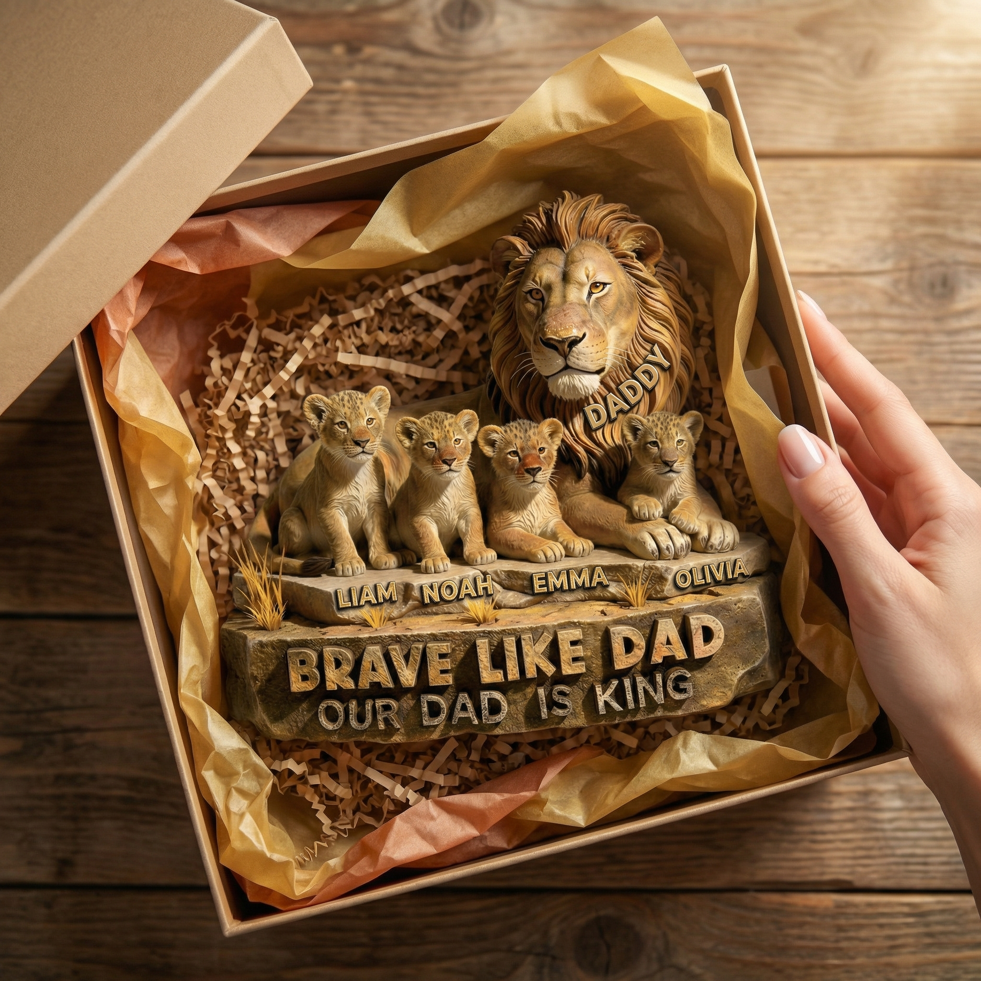Personalized Lion King Dad Acrylic Plaque – Custom Family Name Sign Gift For Mom