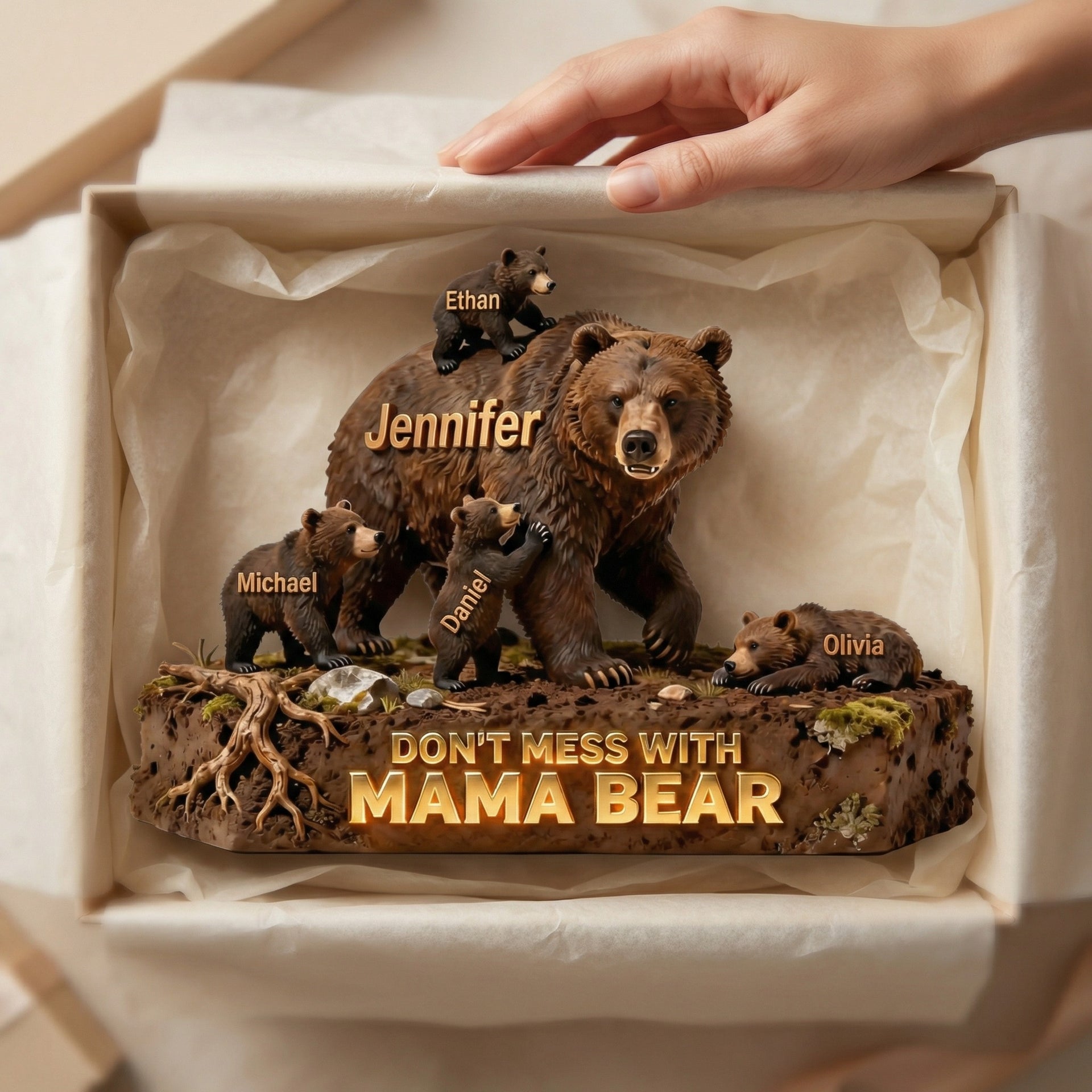 Dont Mess With Mama Bear Personalized Plaque Custom Gift For Mom With Children Names