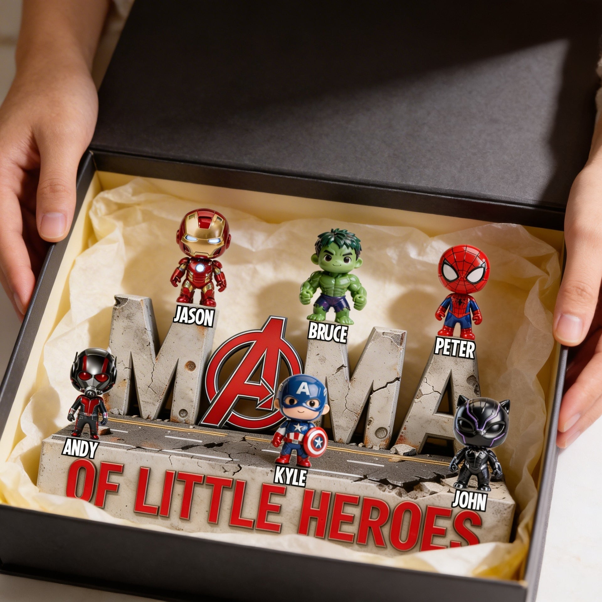 Mama Of Little Heroes Plaque – Personalized Superhero Mom Gift – Custom Name Family Sign