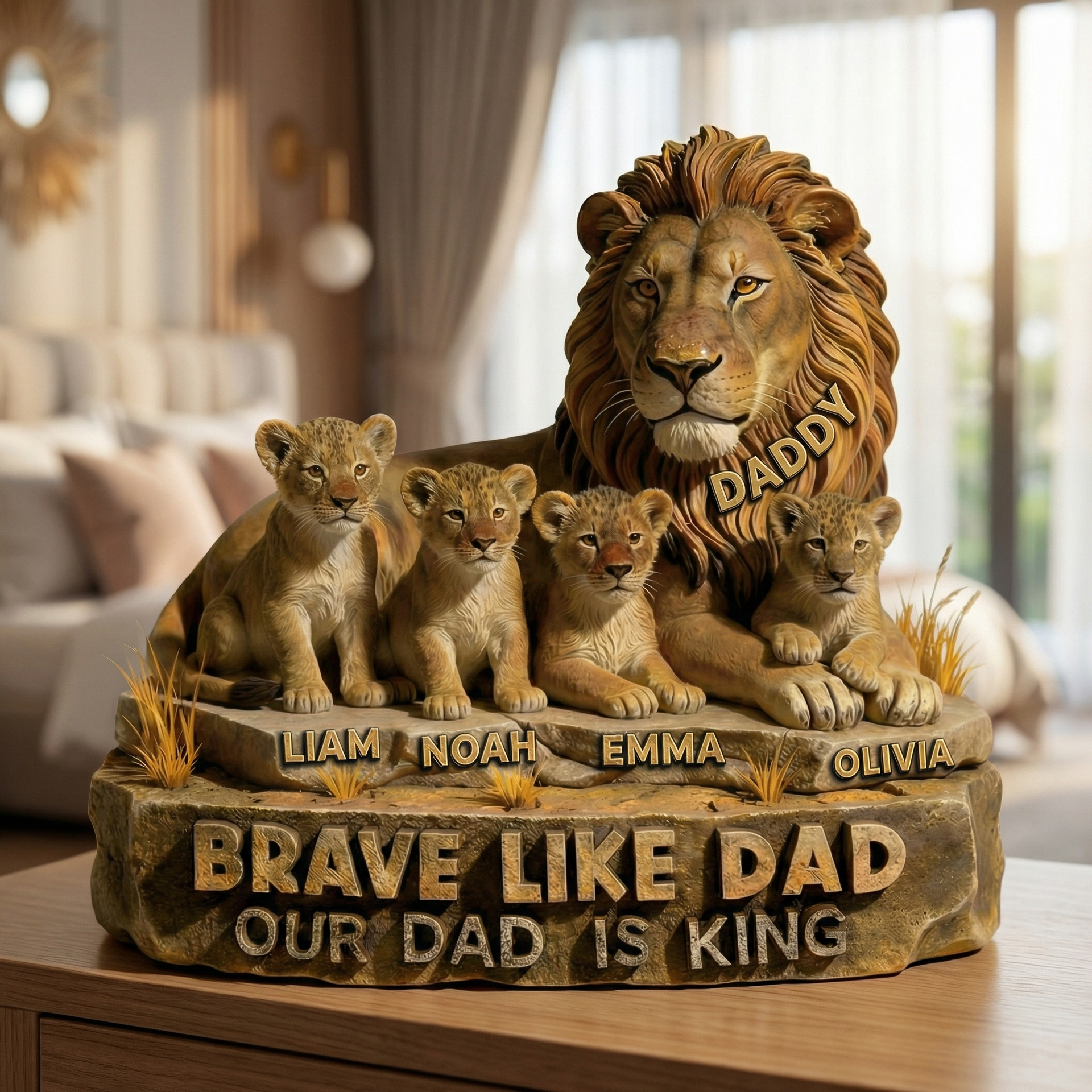 Personalized Lion King Dad Acrylic Plaque – Custom Family Name Sign Gift For Mom