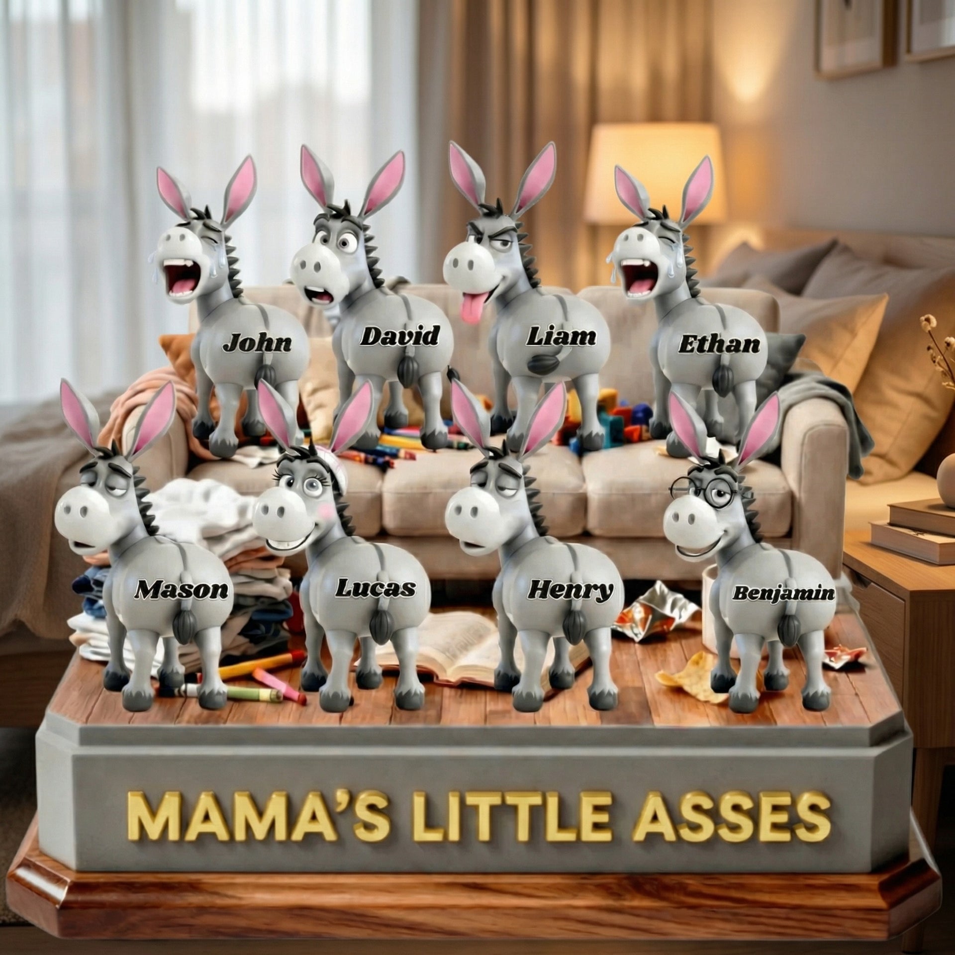 Personalized Gift For Mom Custom Donkey Family Plaque Funny Mothers Day Gift Custom Name From Kids
