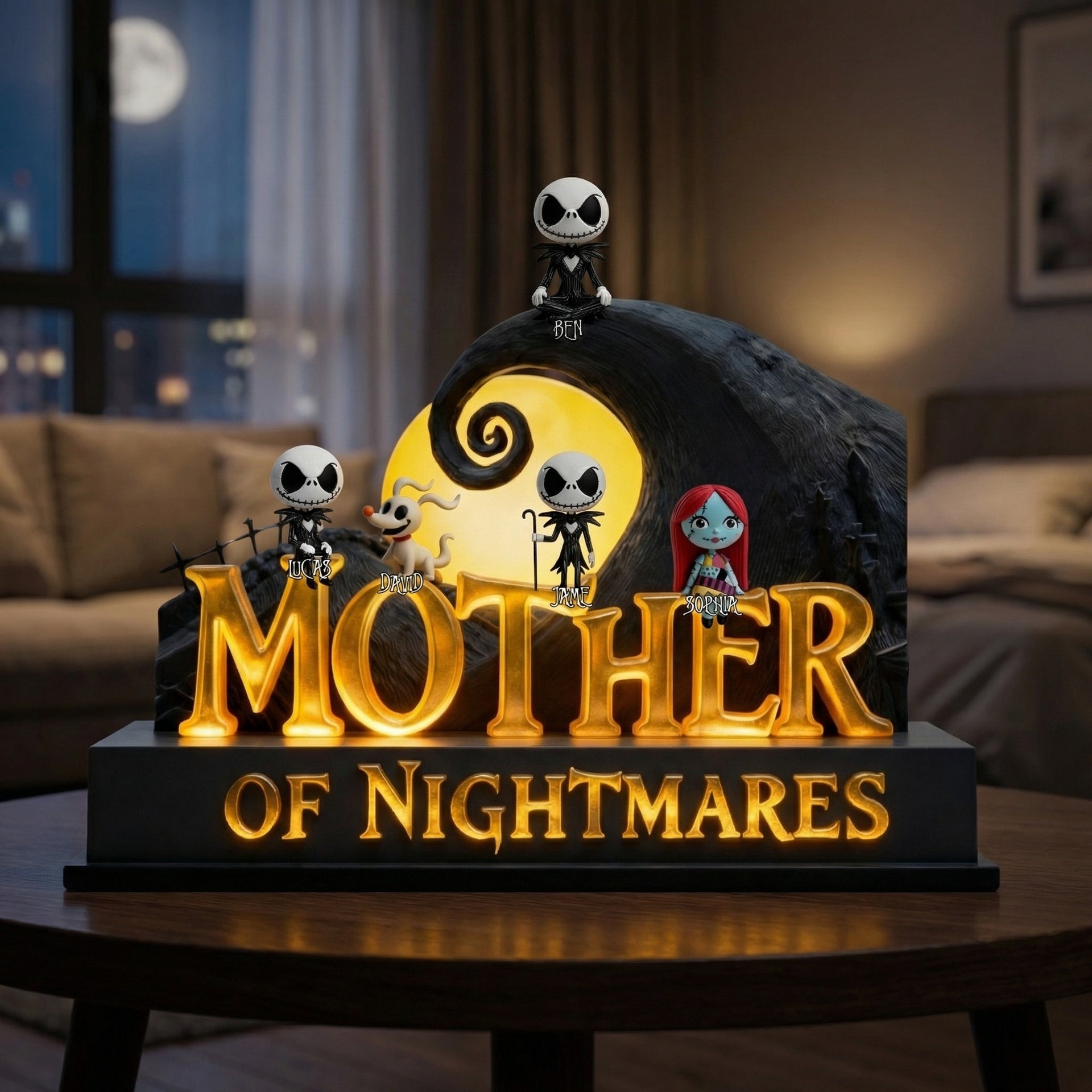 Personalized Gothic Mom Acrylic Plaque with Kids Names – Fantasy Family Decor Gift For Mom