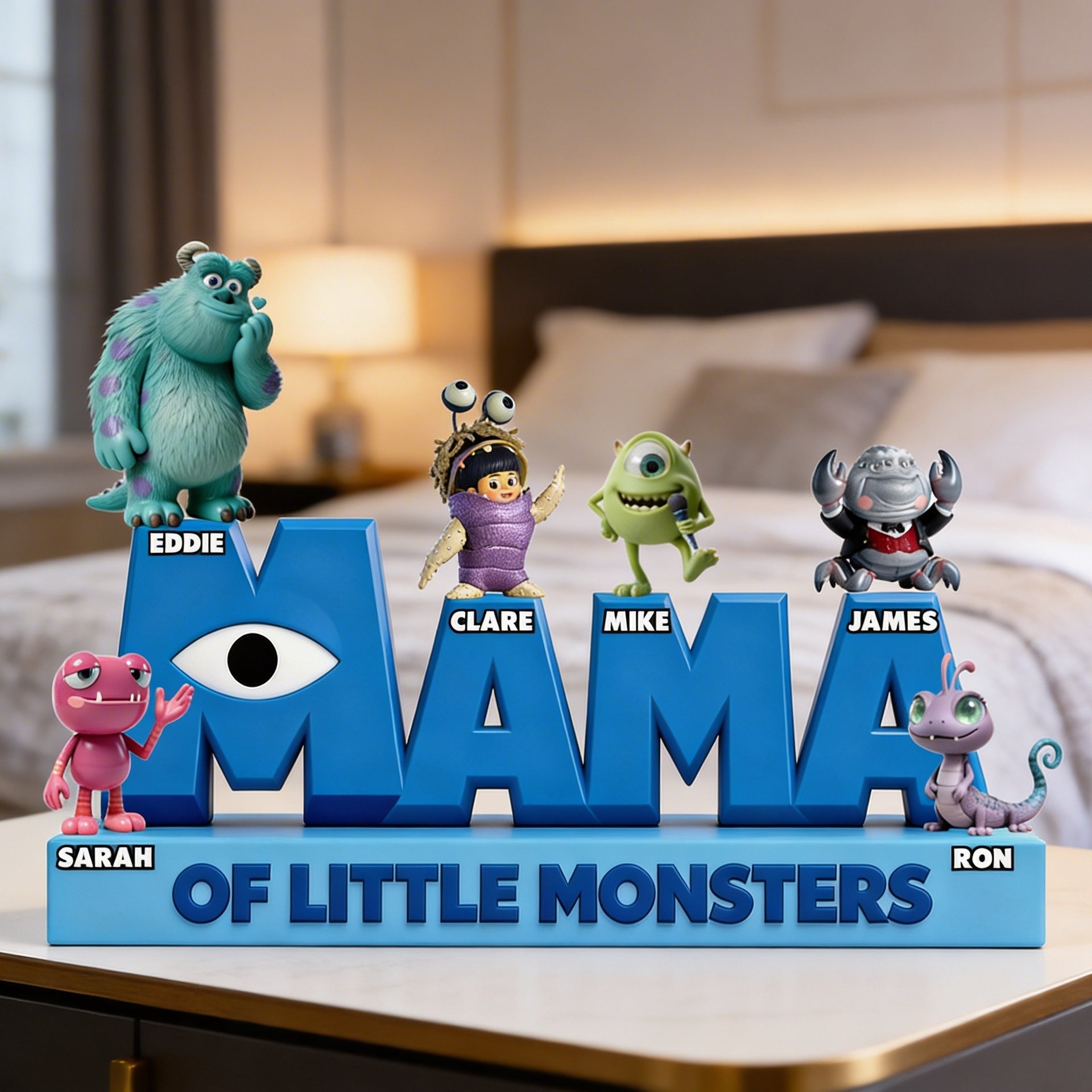 Custom Monster Mom Plaque – Personalized Family Name Custom Shape Sign – Mom Of Little Monsters Gift – Mother’s Day Gift