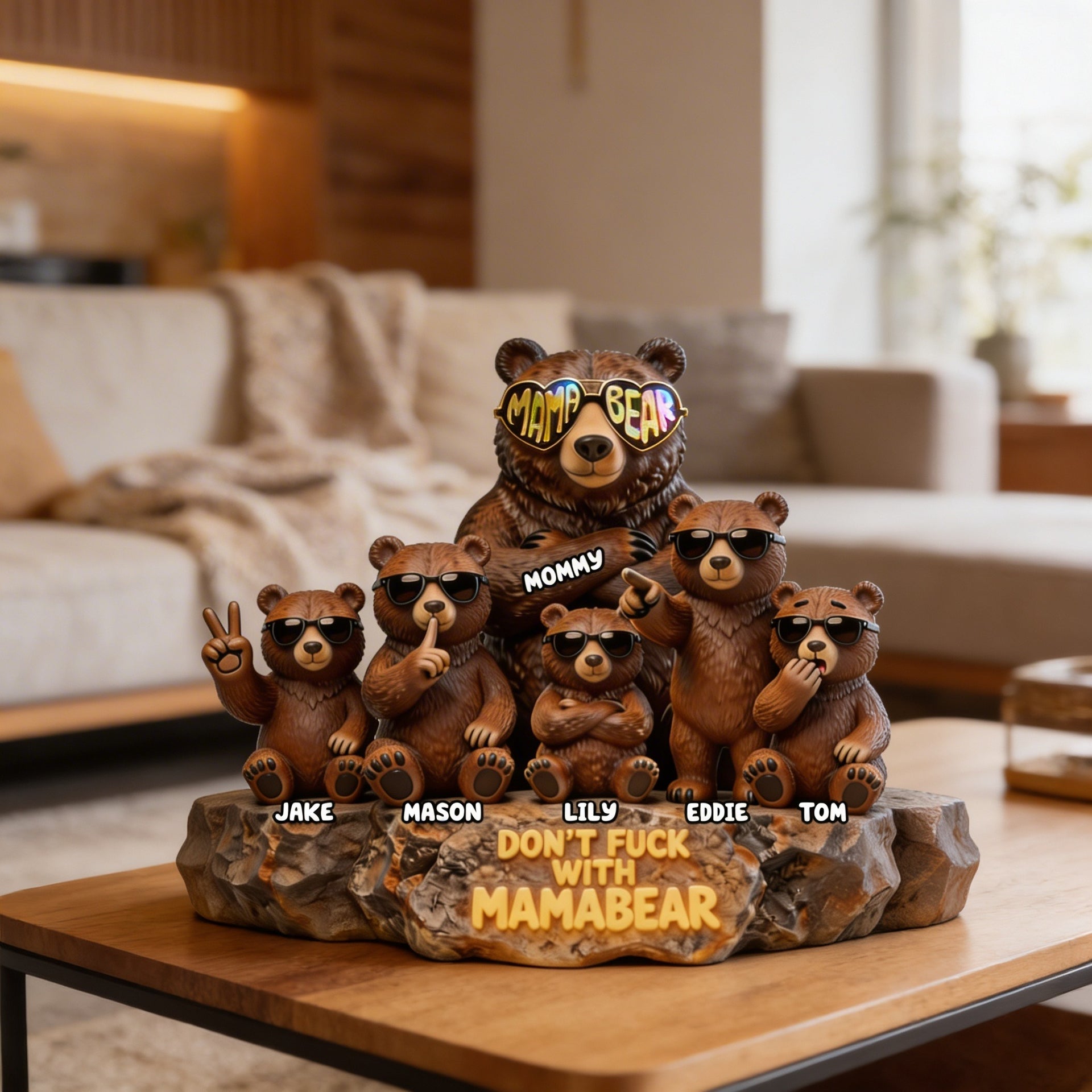 Mama Bear Custom Plaque – Personalized Mom Gift From Kids – Funny Family Bear Decor