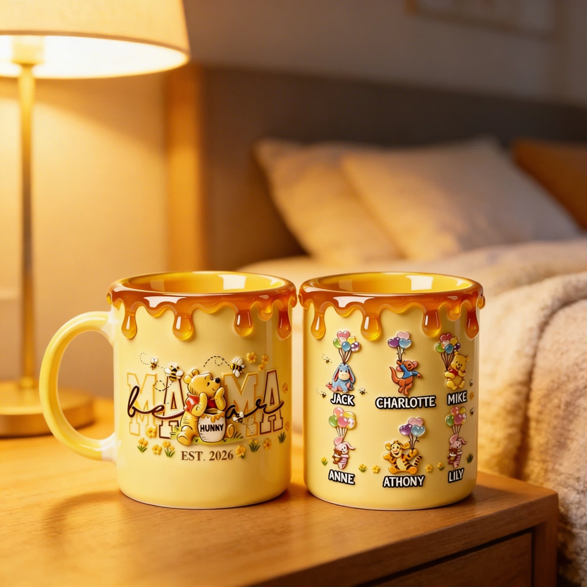 Mama Bear Honey Mug – Personalized Mom Gift From Kids – Custom Family Coffee Cup