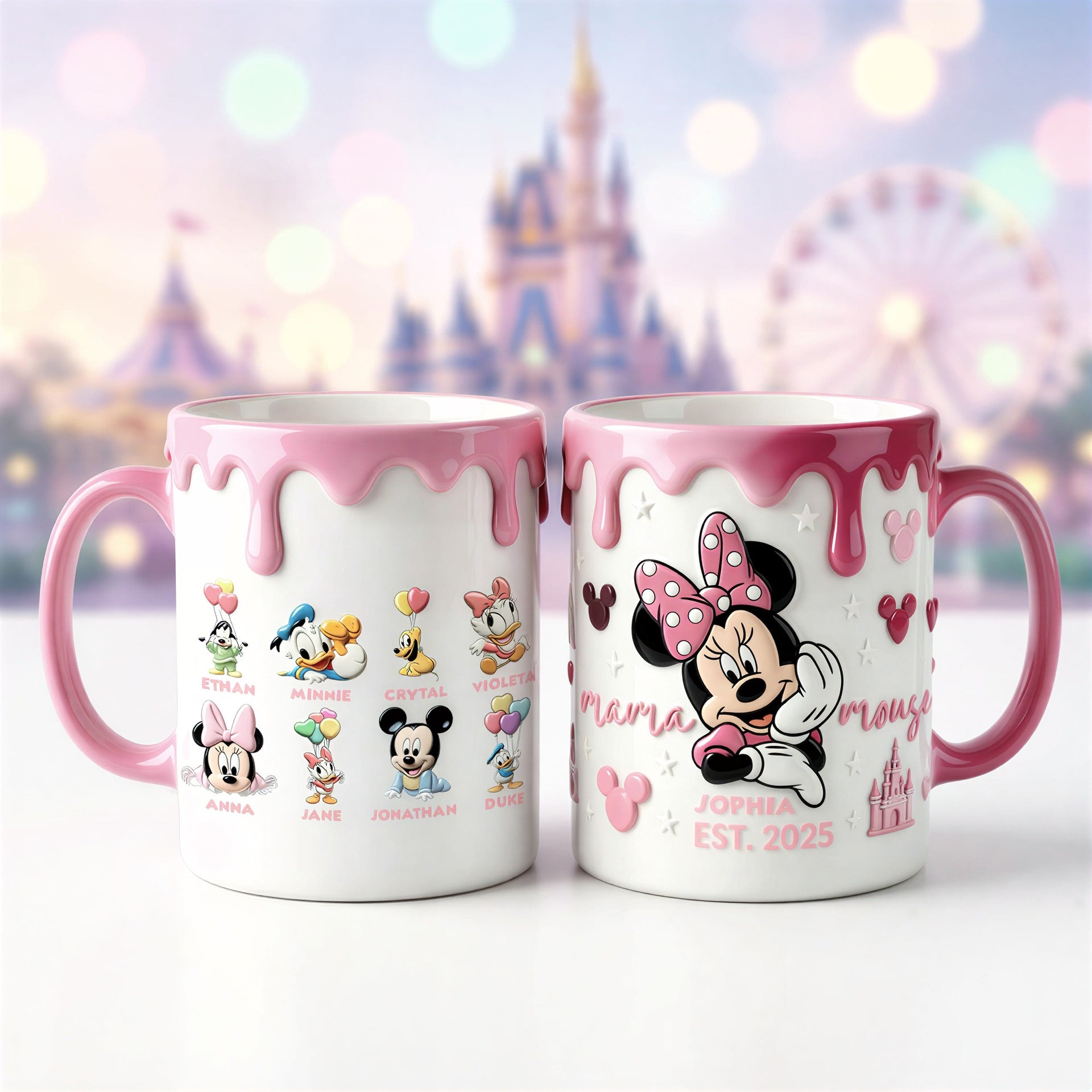 Custom Cartoon Mama Coffee Mug with Children Names – Personalized Family Gift For Mom