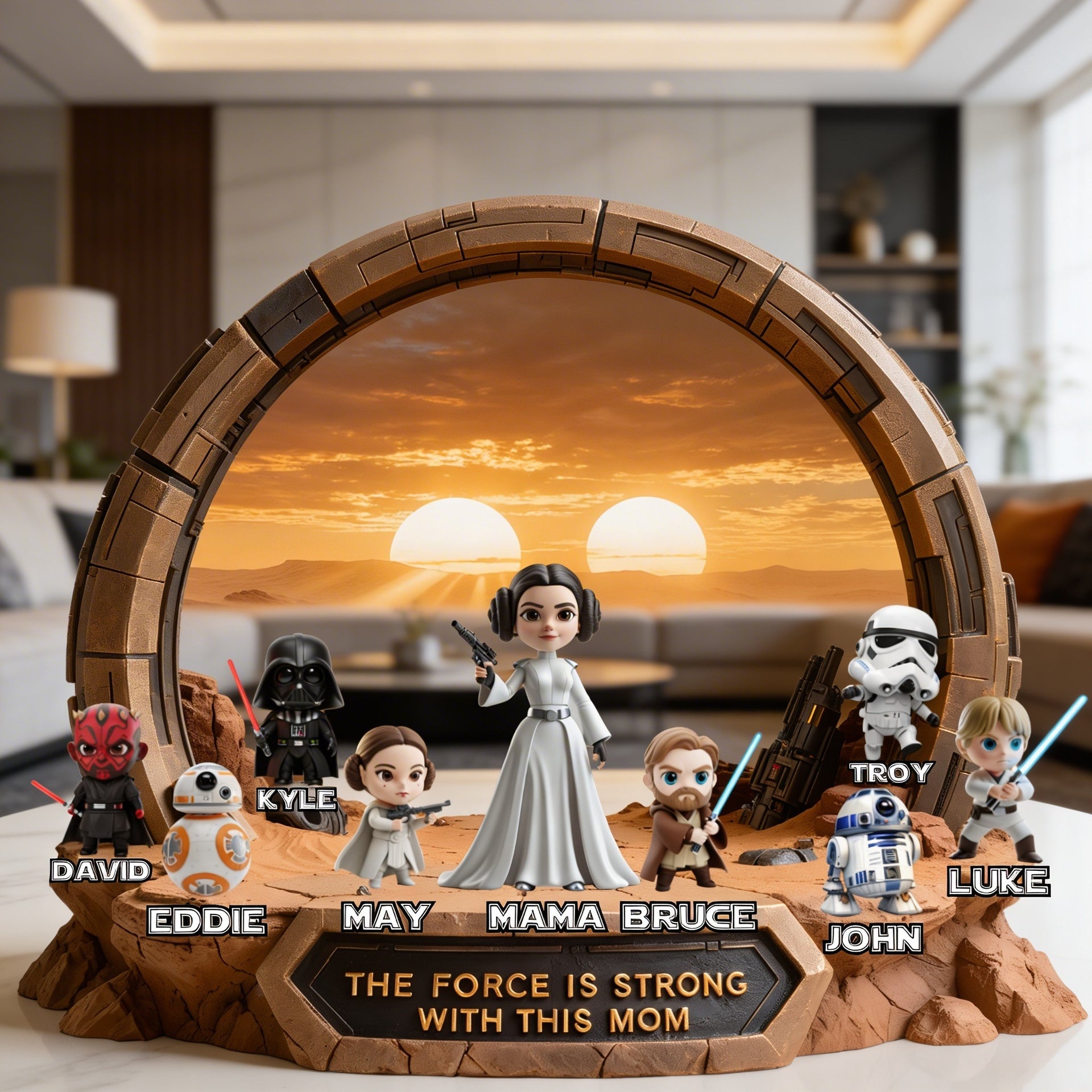 Custom Space Mom Plaque – Personalized Family Name Sci Fi Inspired Gift – The Force Is Strong With This Mom – Mother’s Day Gift