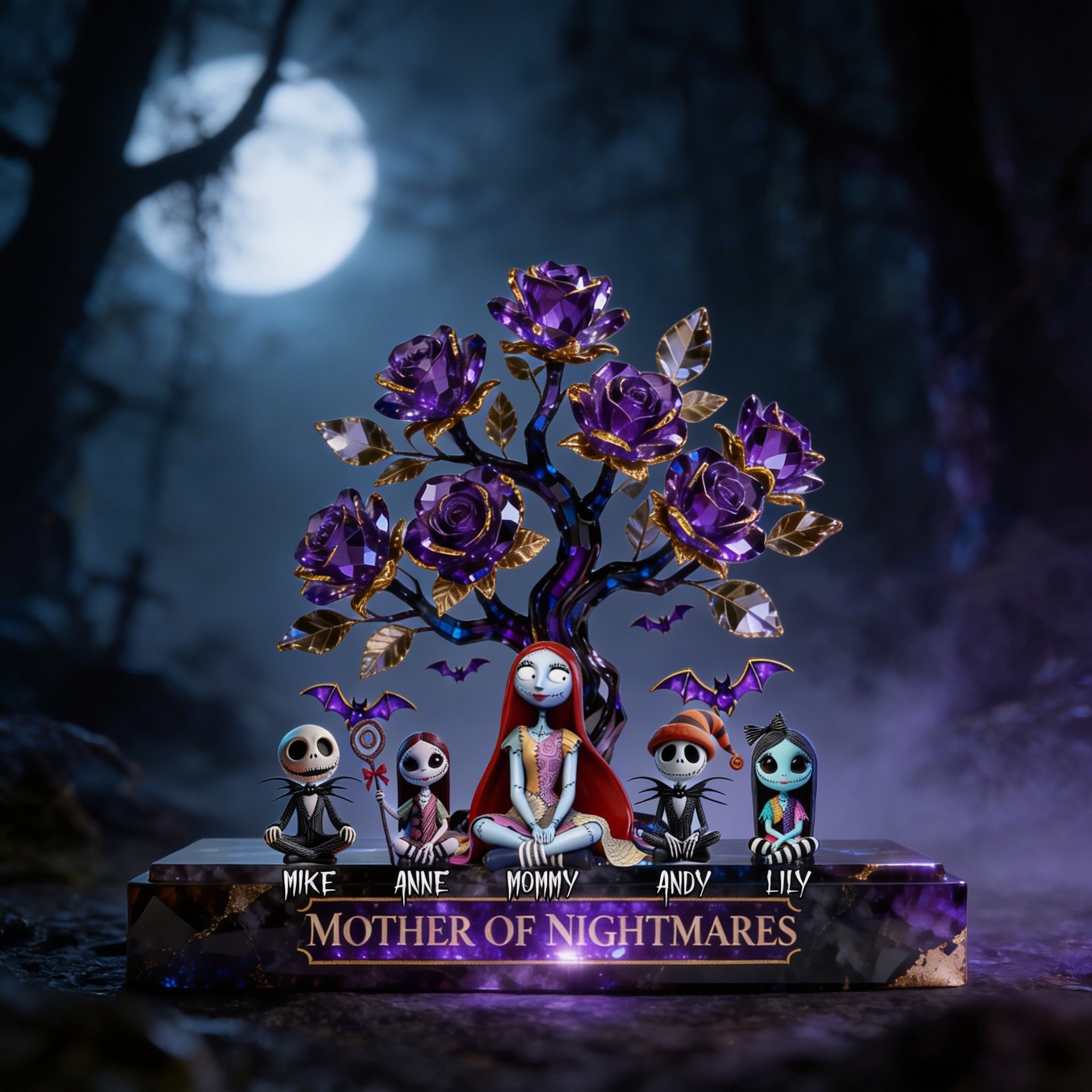 Custom Gothic Mom Plaque – Personalized Family Name Halloween Decor – Mother Of Nightmares Custom Shape Gift For Mom