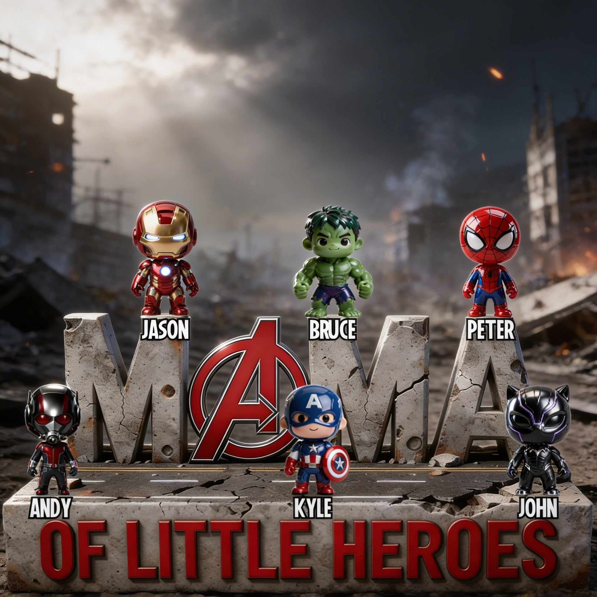 Mama Of Little Heroes Plaque – Personalized Superhero Mom Gift – Custom Name Family Sign