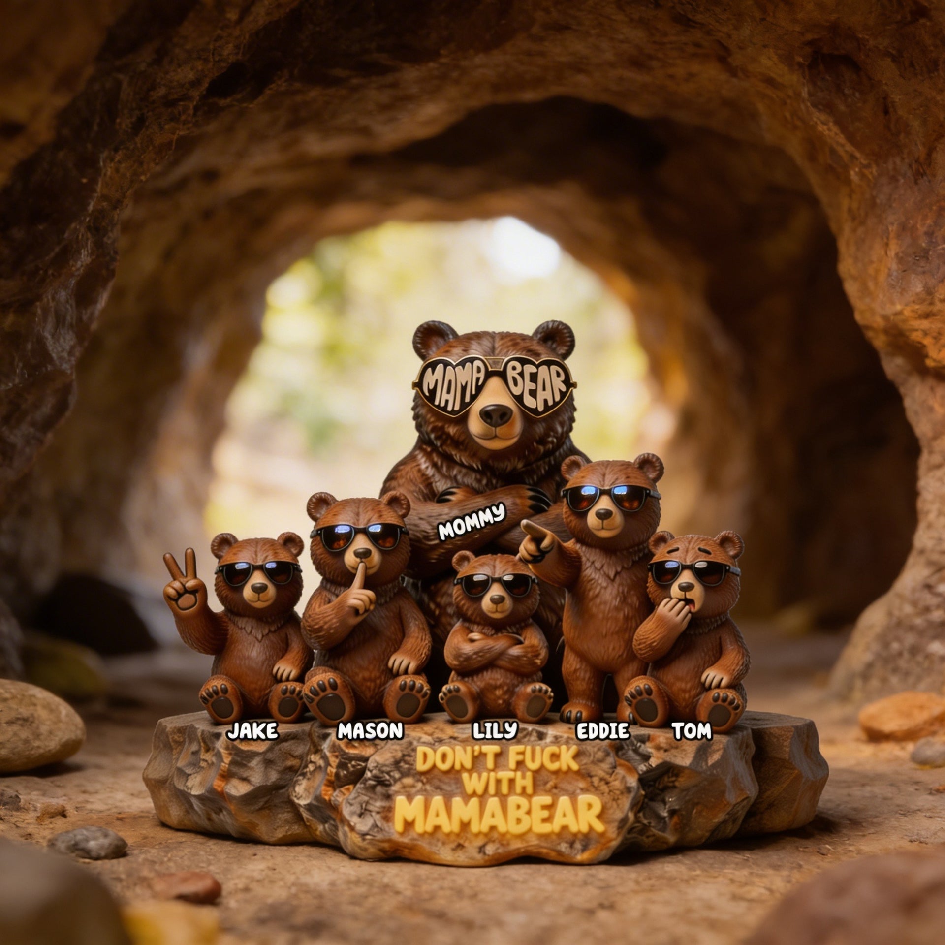 Mama Bear Custom Plaque – Personalized Mom Gift From Kids – Funny Family Bear Decor