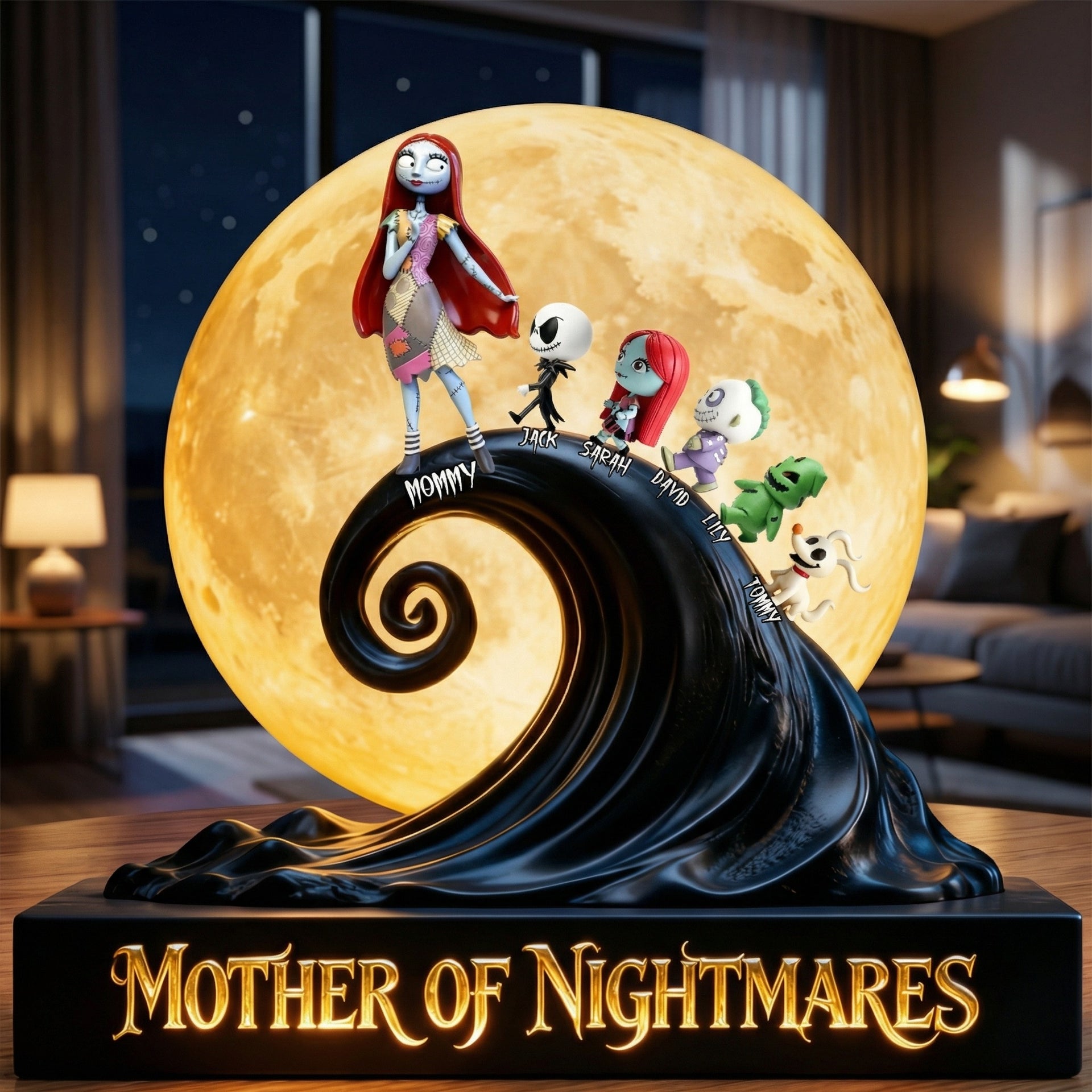 Personalized Spooky Moon Family Acrylic Plaque – Mom of Little Nightmares Gift For Mom
