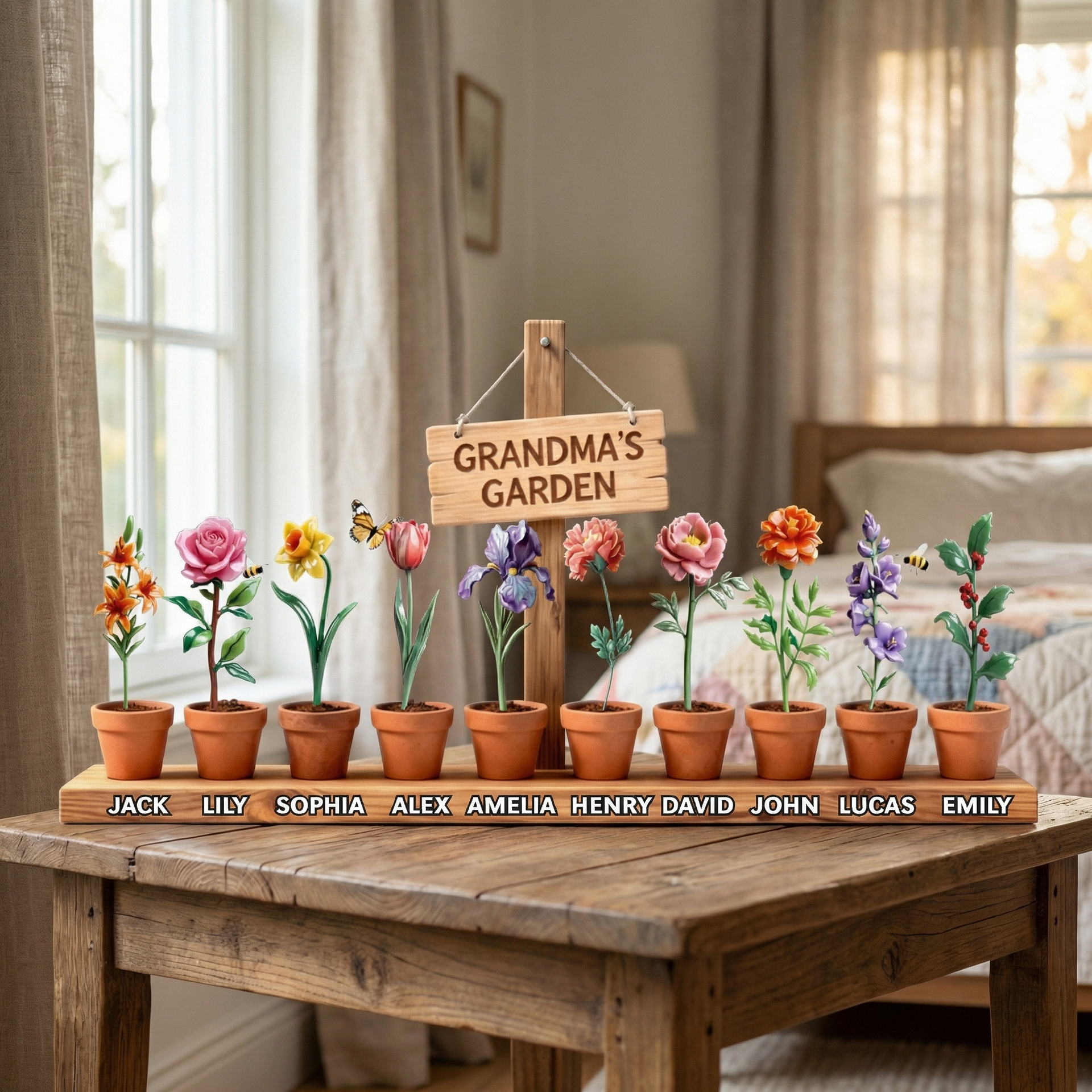 Personalized Grandma’s Garden Acrylic Plaque with Kids Names ,Gift For Mom & Grandma