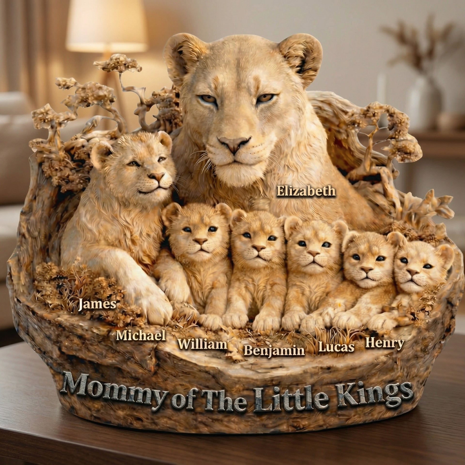 Mommy Of The Little Kings Personalized Plaque Custom Lion Family Gift For Mom