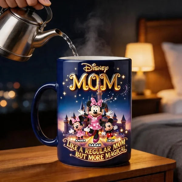 Personalized Magic Mom Heat Changing Mug – Custom Family Names Coffee Mug, Color Changing Mug Gift for Mom, Unique Mother’s Day Gift