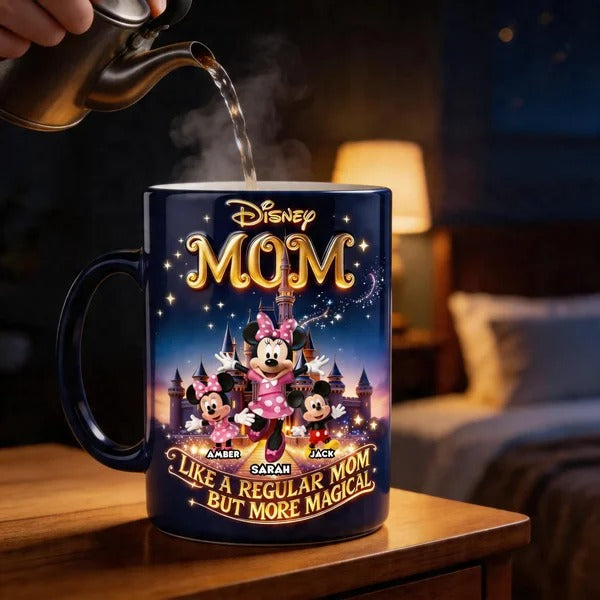 Personalized Magic Mom Heat Changing Mug – Custom Family Names Coffee Mug, Color Changing Mug Gift for Mom, Unique Mother’s Day Gift