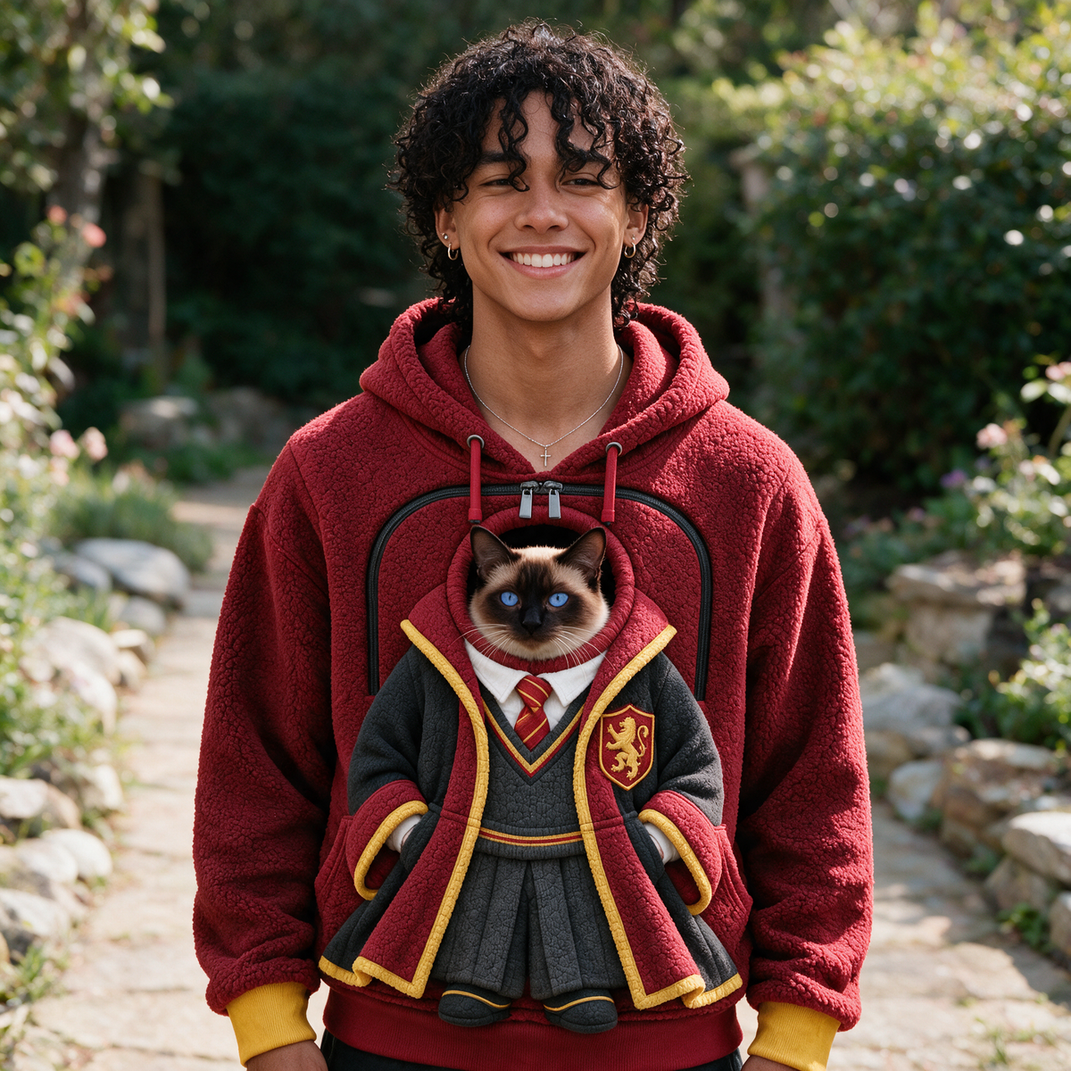 Wizard House Pet Soft Fleece Hoodie, Pet Carrying Sweatshirt, Unique Gift for Fantasy Fans and Pet Lovers hn16102026