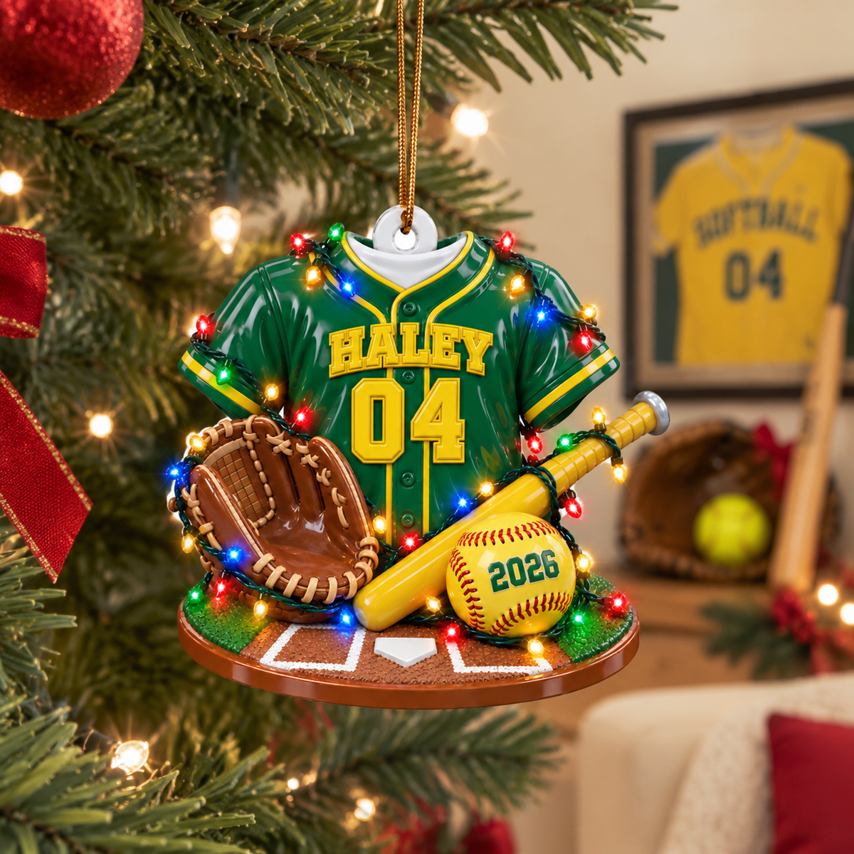 Custom Softball Jersey Christmas Ornament With Name and Number, Personalized Holiday Tree Decoration, Unique Gift for Softball Players and Fans hn19102026